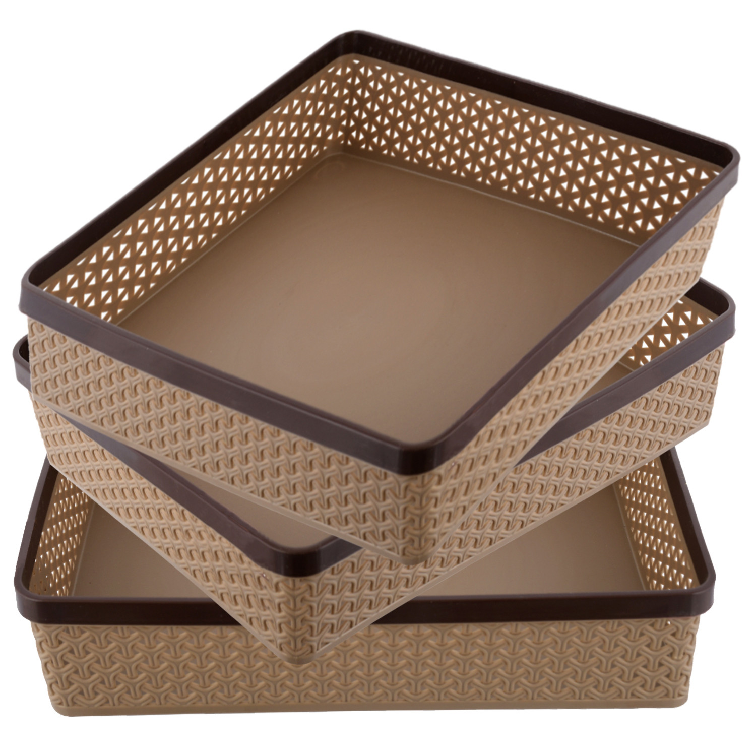 Kuber Industries Plastic Solitaire Stationary Office Tray, File Tray, Document Tray, Paper Tray A4 Documents/Papers/Letters/folders Holder Desk Organizer (Coffee)