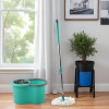 Plastic Spin Mop with Stainless Steel Wringer | Big Bucket Moppers for Cleaning Floor, 2 Refills | 360° Floor Cleaner Mopping Set for Home &amp; Office | Pocha Stick - (Mint Green)
