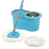 Plastic Spin Mop with Stainless Steel Wringer | Big Bucket Moppers for Cleaning Floor, 2 Refills | 360° Floor Cleaner Mopping Set for Home &amp; Office | Pocha Stick - (Blue)