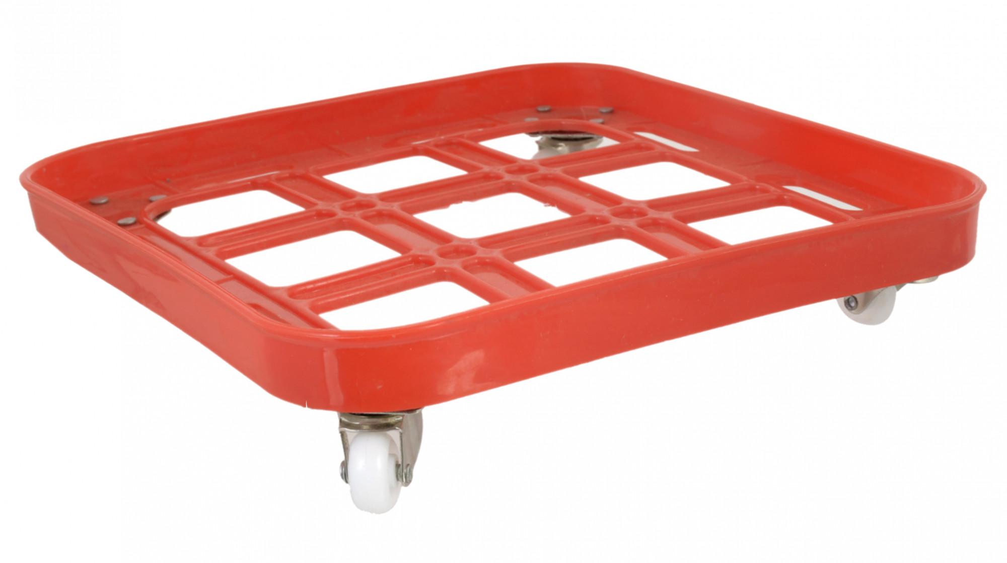 Kuber industries Plastic Square Cylinder Trolley Stand with Wheels (Red)