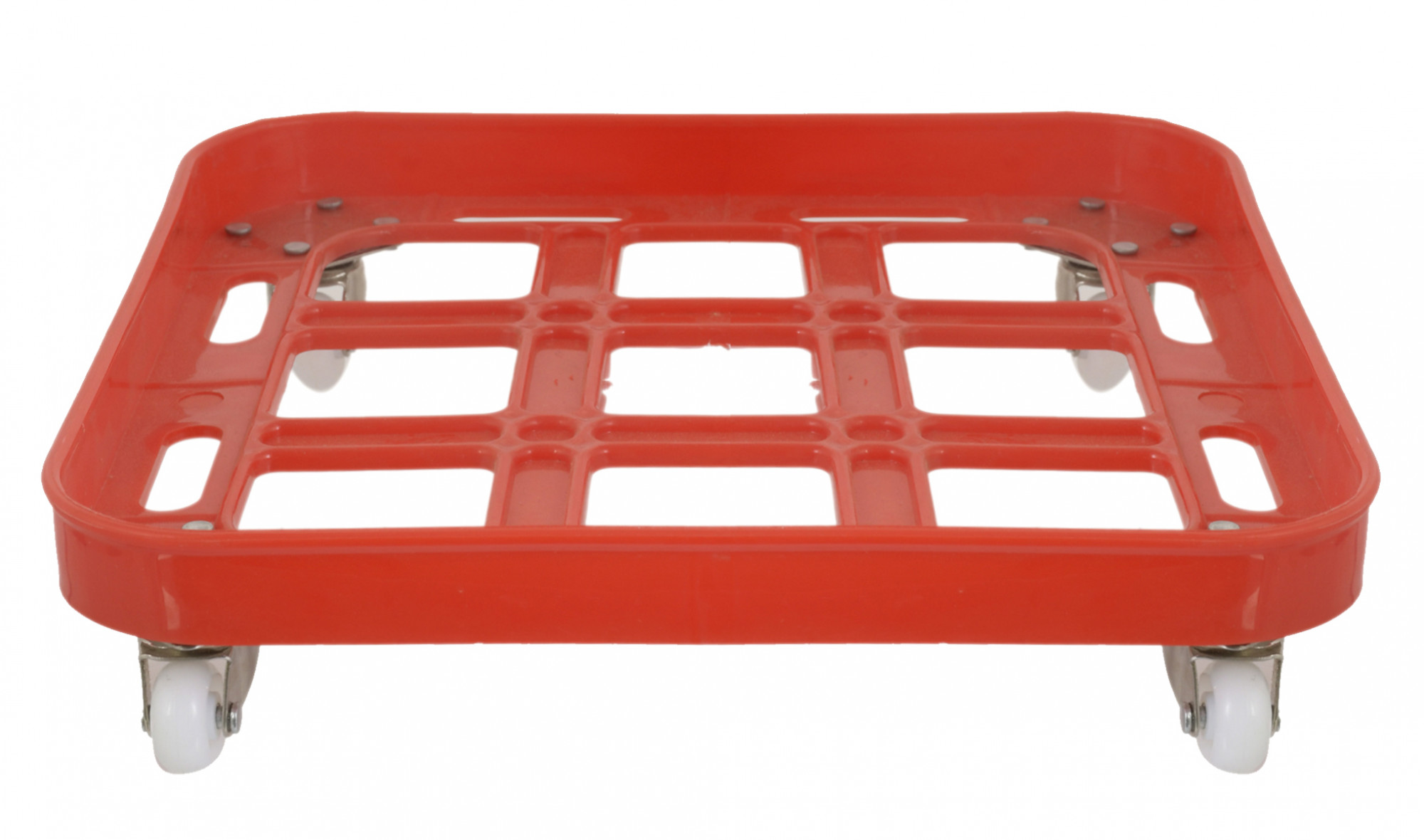 Kuber industries Plastic Square Cylinder Trolley Stand with Wheels (Red)