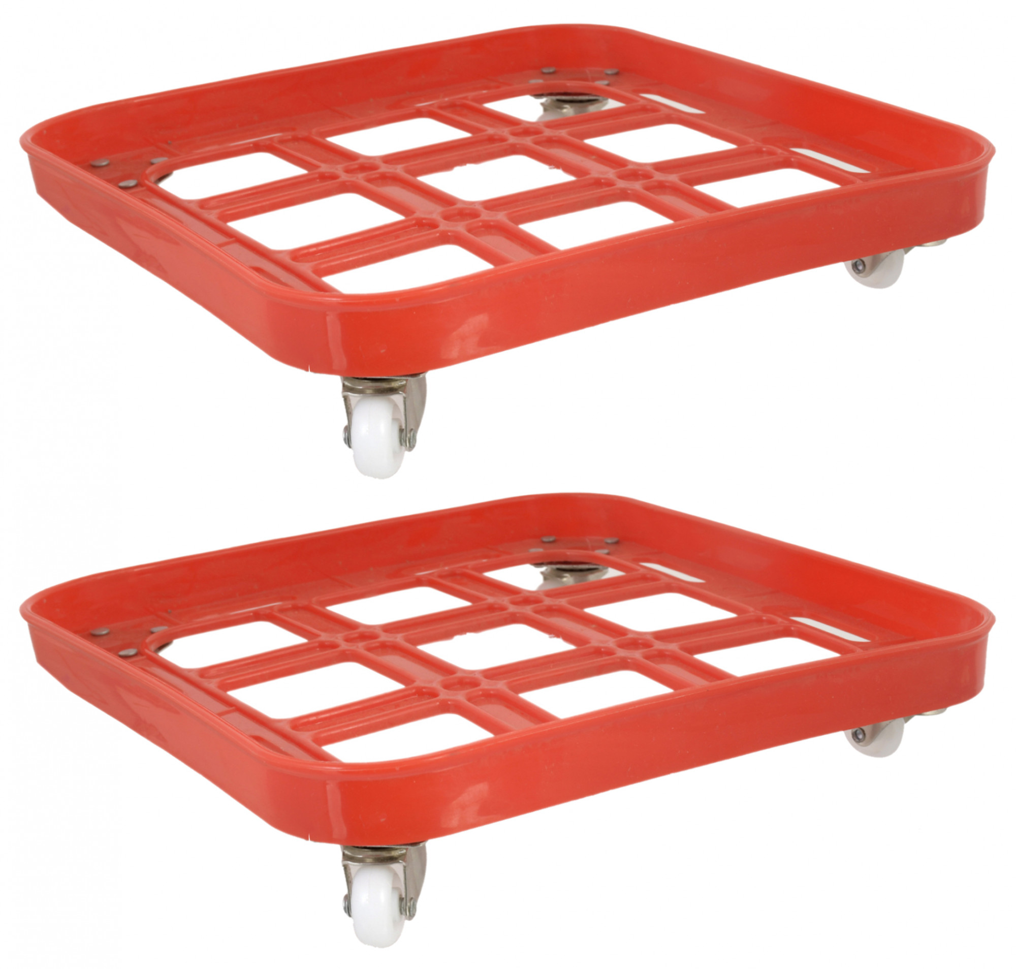 Kuber industries Plastic Square Cylinder Trolley Stand with Wheels (Red)