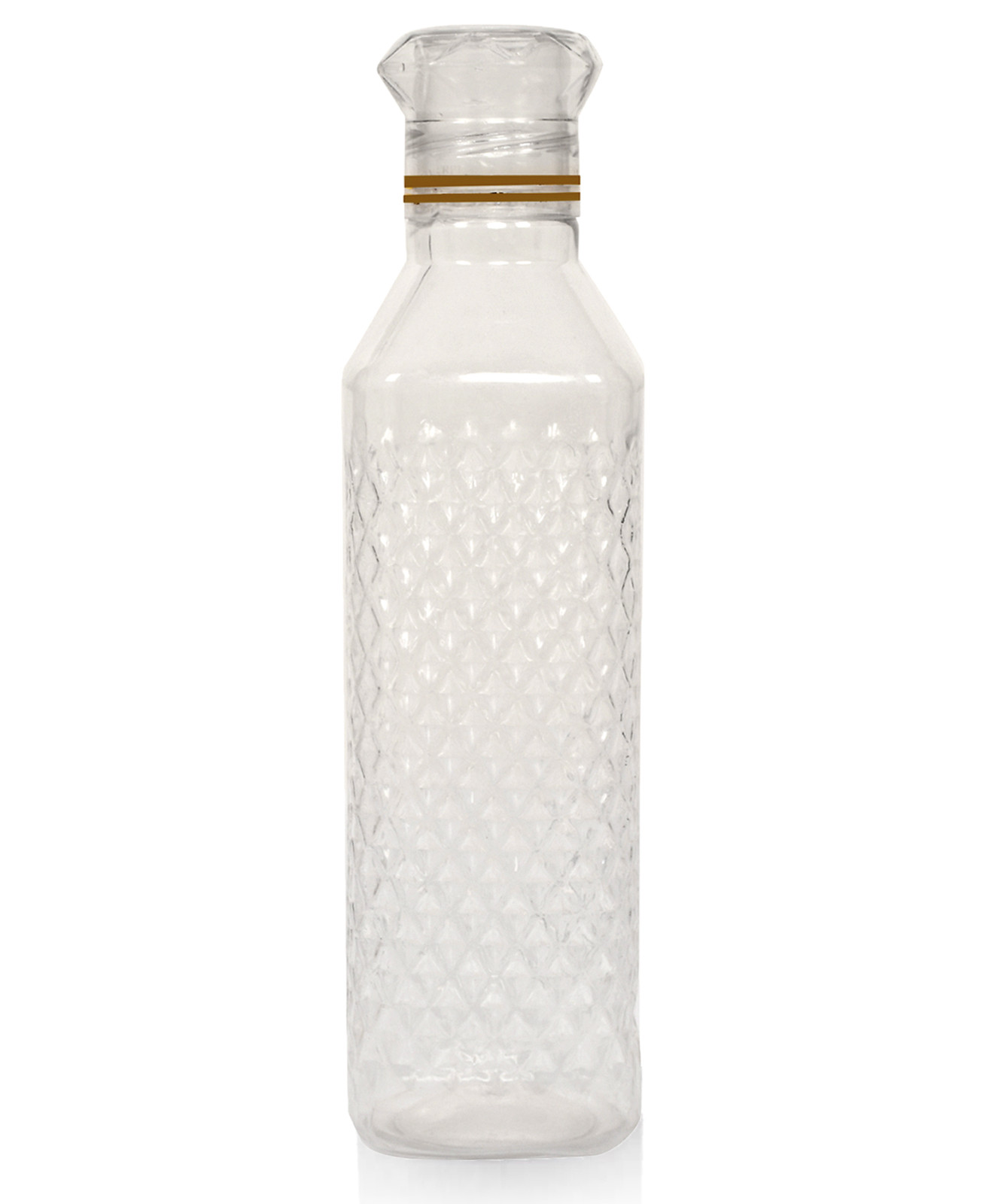 Kuber Industries Plastic Squere Shape Crystal Design Water Bottle For Home & Traveling, 1Ltr. (Transparent) 54KM4303