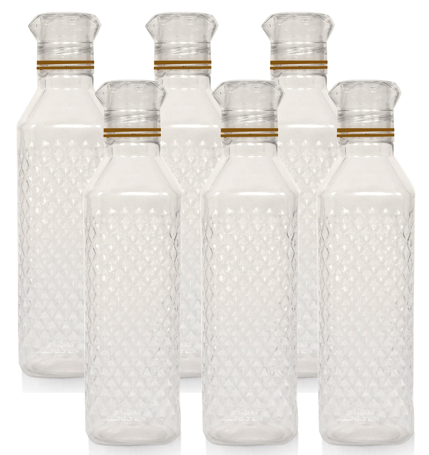 Kuber Industries Plastic Squere Shape Crystal Design Water Bottle For Home & Traveling, 1Ltr. (Transparent) 54KM4303