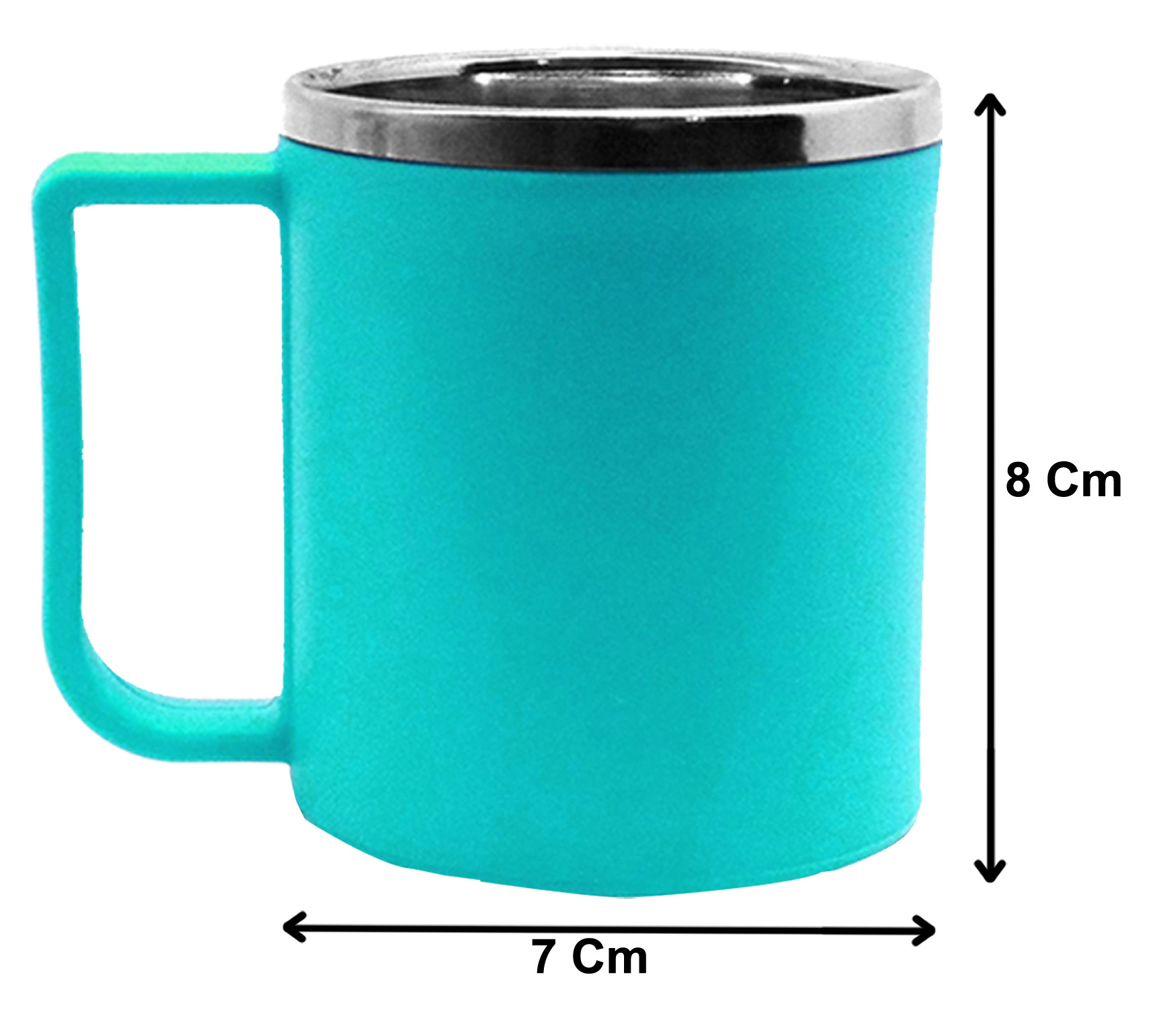 Kuber Industries Plastic Steel Cups for Coffee Tea Cocoa, Camping Mugs with Handle, Portable & Easy Clean (Green)