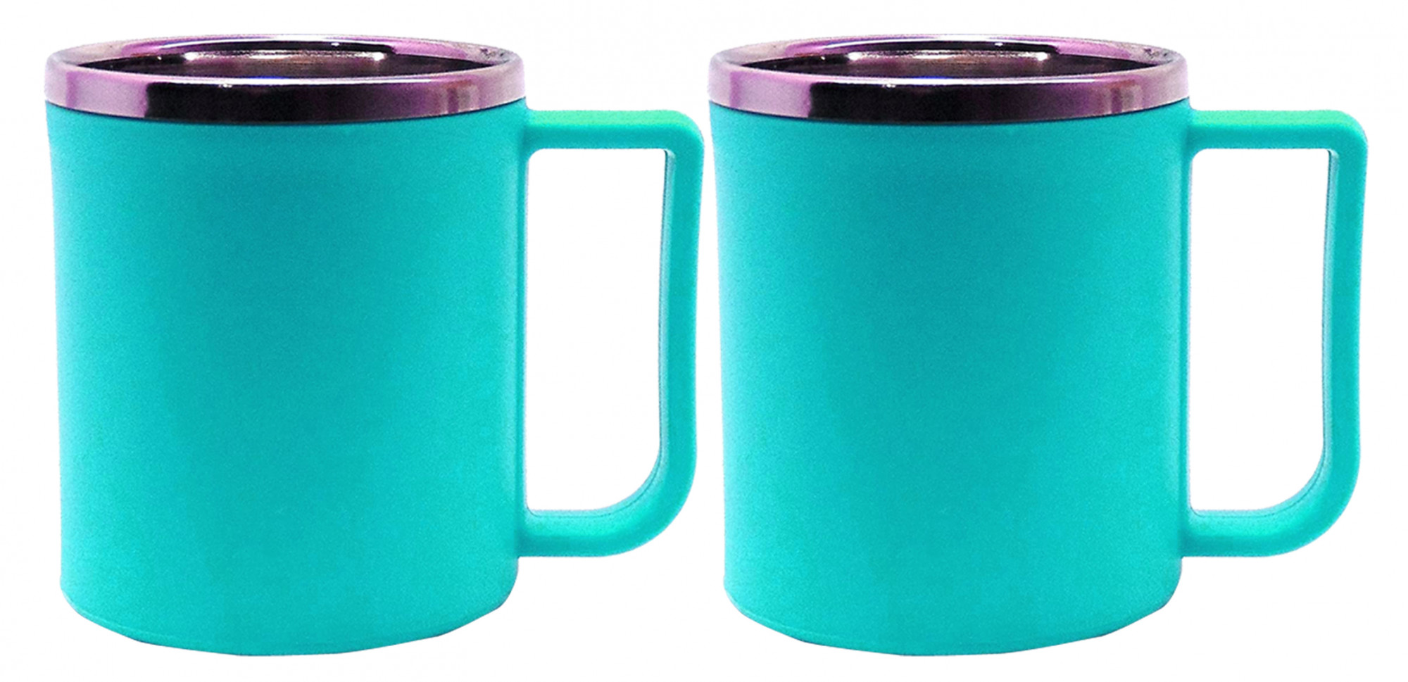 Kuber Industries Plastic Steel Cups for Coffee Tea Cocoa, Camping Mugs with Handle, Portable & Easy Clean (Green)