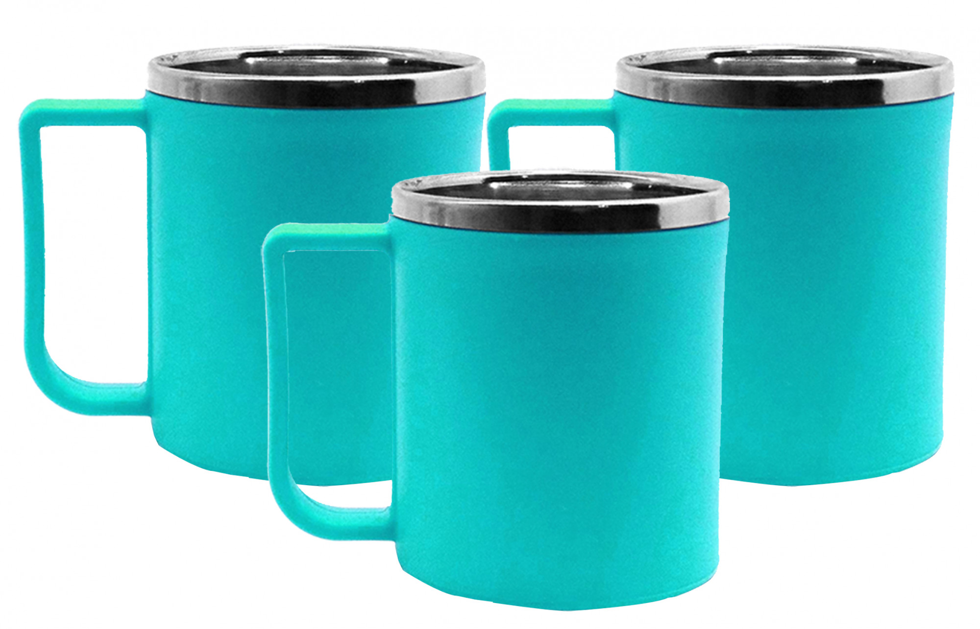 Kuber Industries Plastic Steel Cups for Coffee Tea Cocoa, Camping Mugs with Handle, Portable & Easy Clean (Green)
