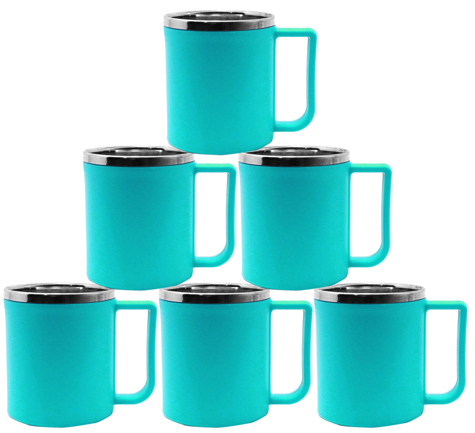 Kuber Industries Plastic Steel Cups for Coffee Tea Cocoa, Camping Mugs with Handle, Portable & Easy Clean (Green)