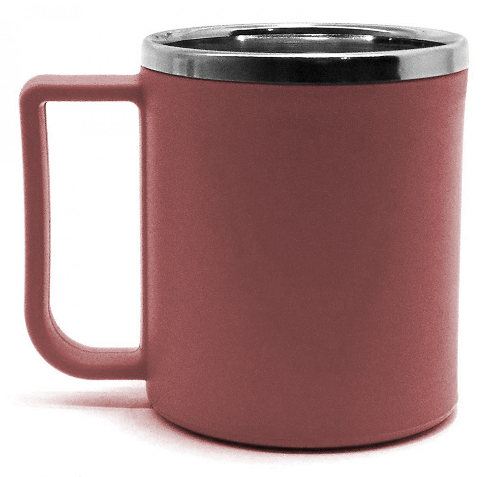 Kuber Industries Plastic Steel Cups for Coffee Tea Cocoa, Camping Mugs with Handle, Portable &amp; Easy Clean (Brown)