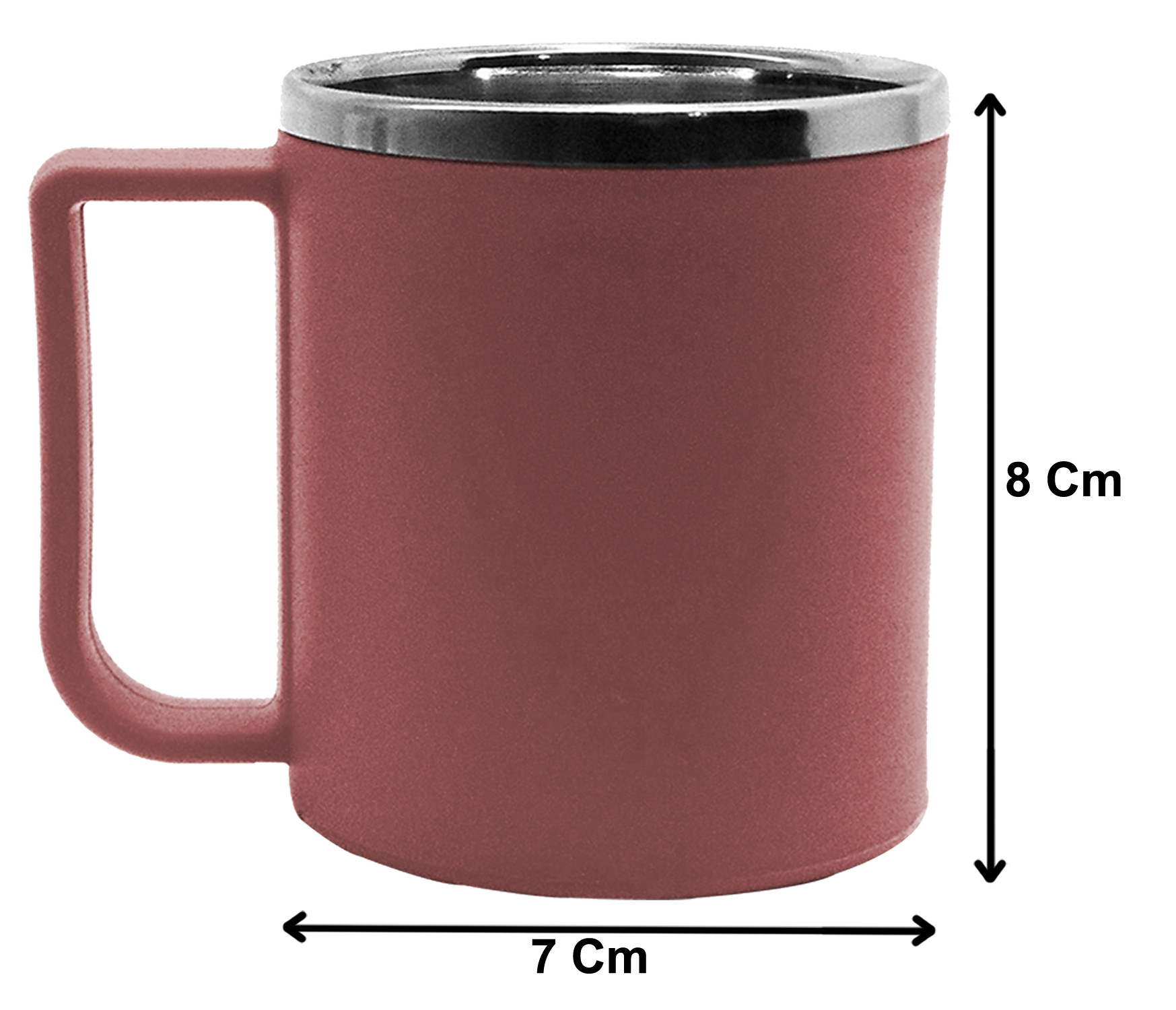 Kuber Industries Plastic Steel Cups for Coffee Tea Cocoa, Camping Mugs with Handle, Portable & Easy Clean (Brown)