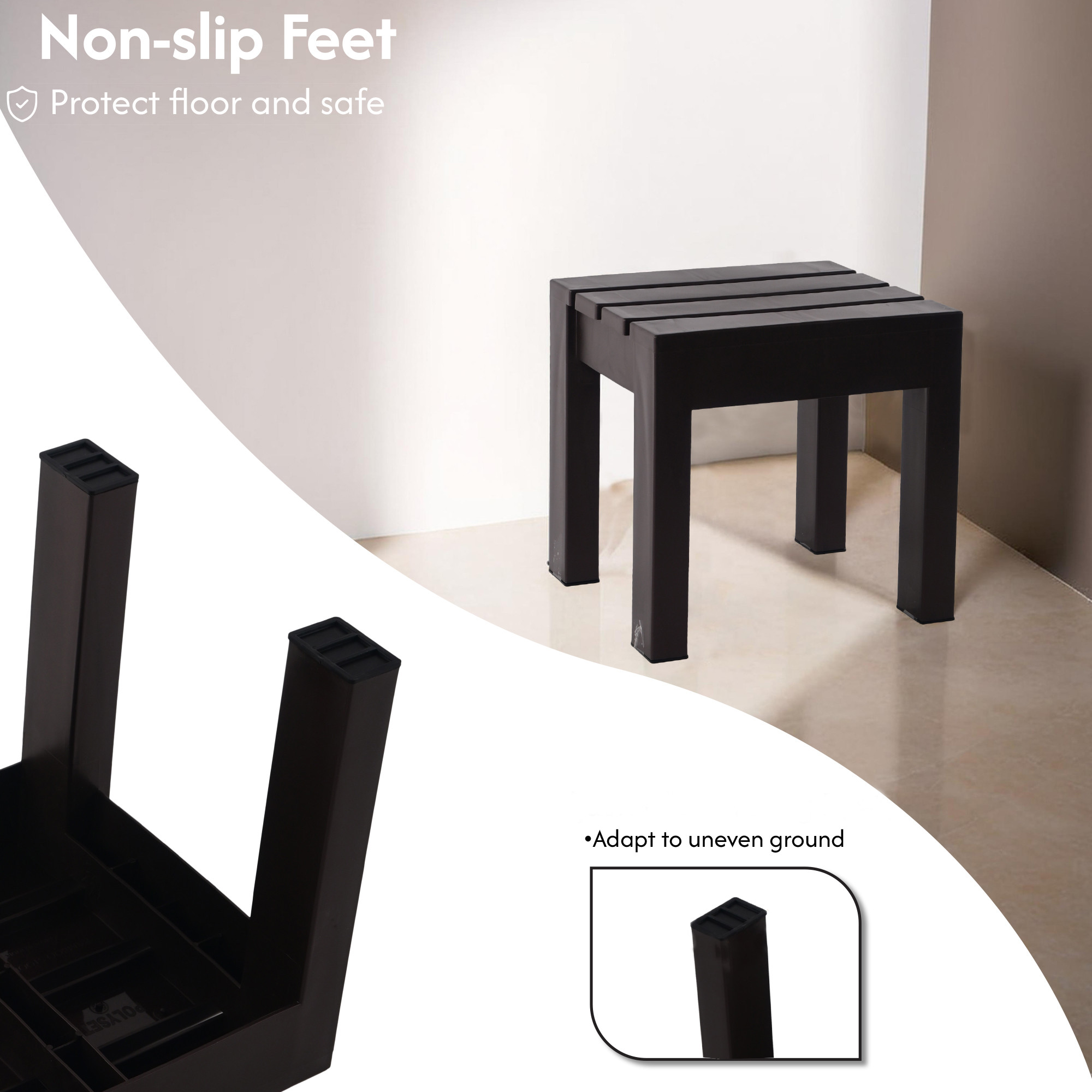 Kuber Industries Plastic Stool for Home Use  Anti Slip Bath Stools for Bathroom  Adults Stool for Kitchen Use  Under Desk Portable Step Stool for Home and Office  Small Flower Pot Stand  Coffee