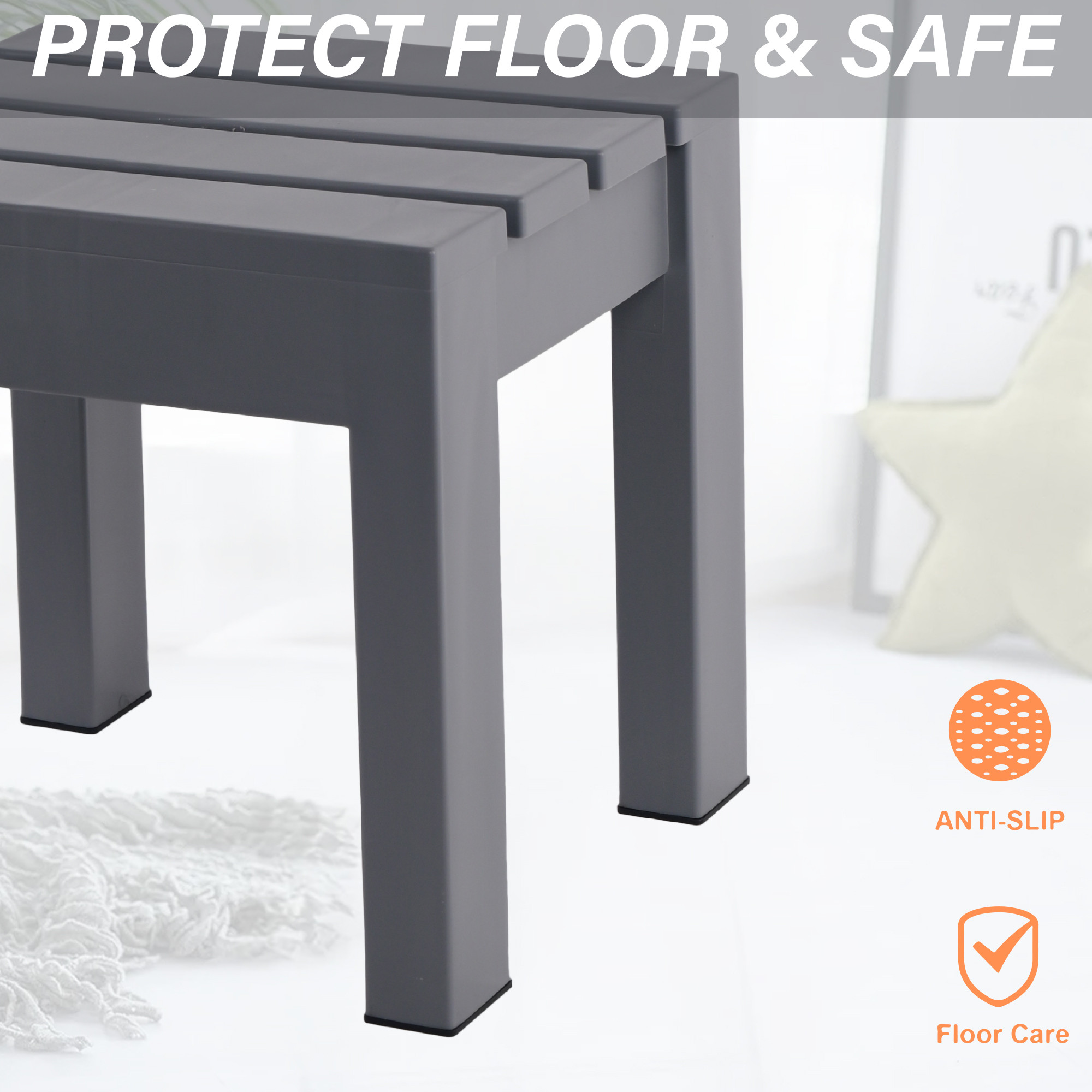 Kuber Industries Plastic Stool for Home Use  Anti Slip Bath Stools for Bathroom  Adults Stool for Kitchen Use  Under Desk Portable Step Stool for Home and Office  Small Flower Pot Stand  Grey