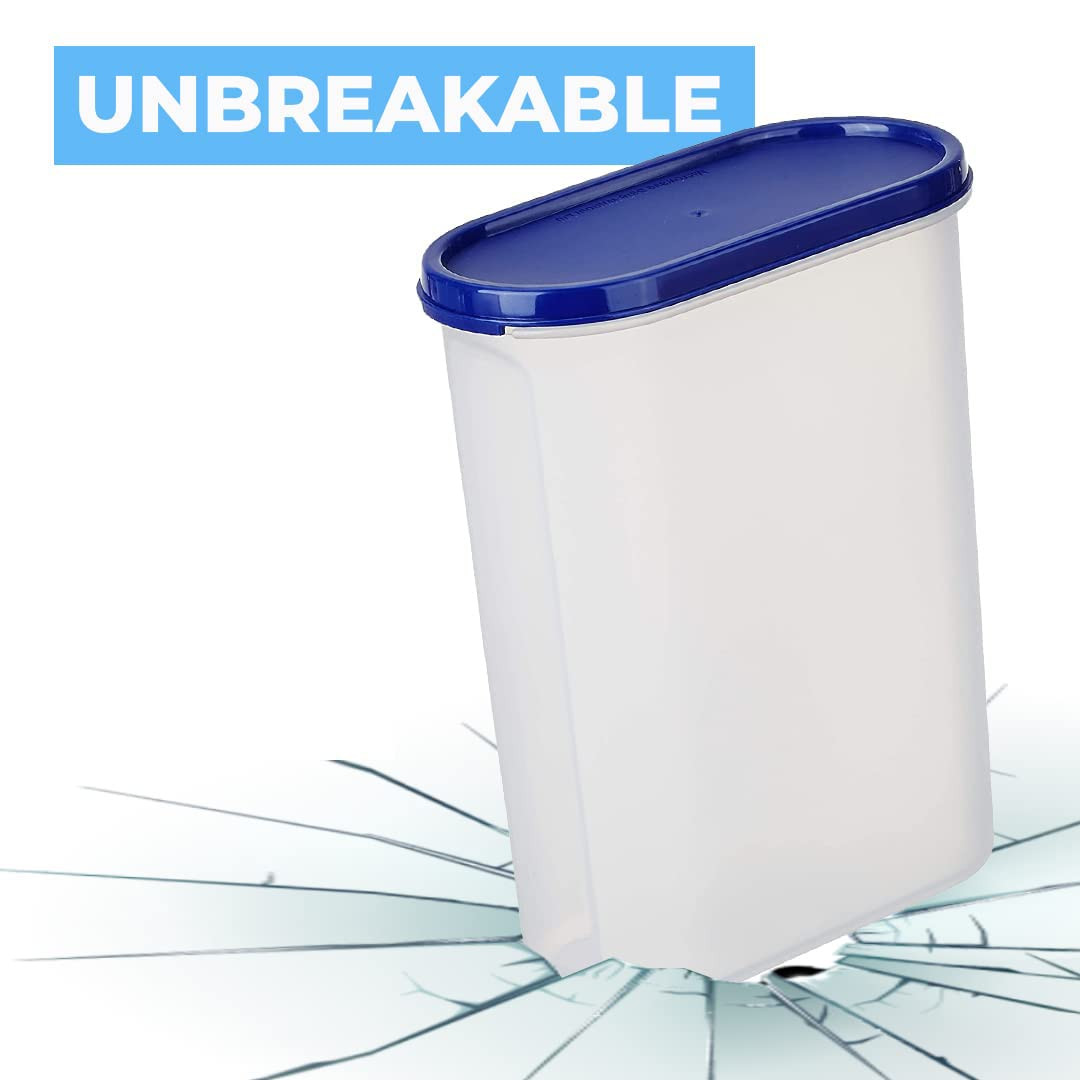 Kuber Industries Plastic Storage Containers With Lid I Set of 2, 2500 ml | Airtight, Stackable, Spill-proof, Travel-friendly | Transparent with Blue Lid | For Dry & Wet Foods, Cereals, Dryfruits