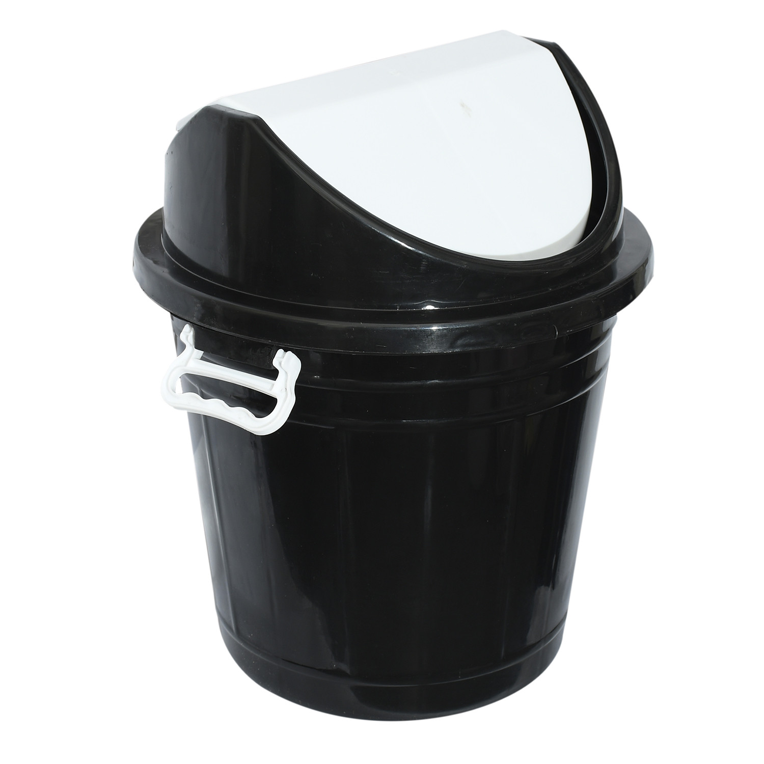Kuber Industries Plastic Swing Lid Garbage Waste Dustbin for Home, Office, Factory, 30 Liters, Large Size (Black) -CTKTC38703