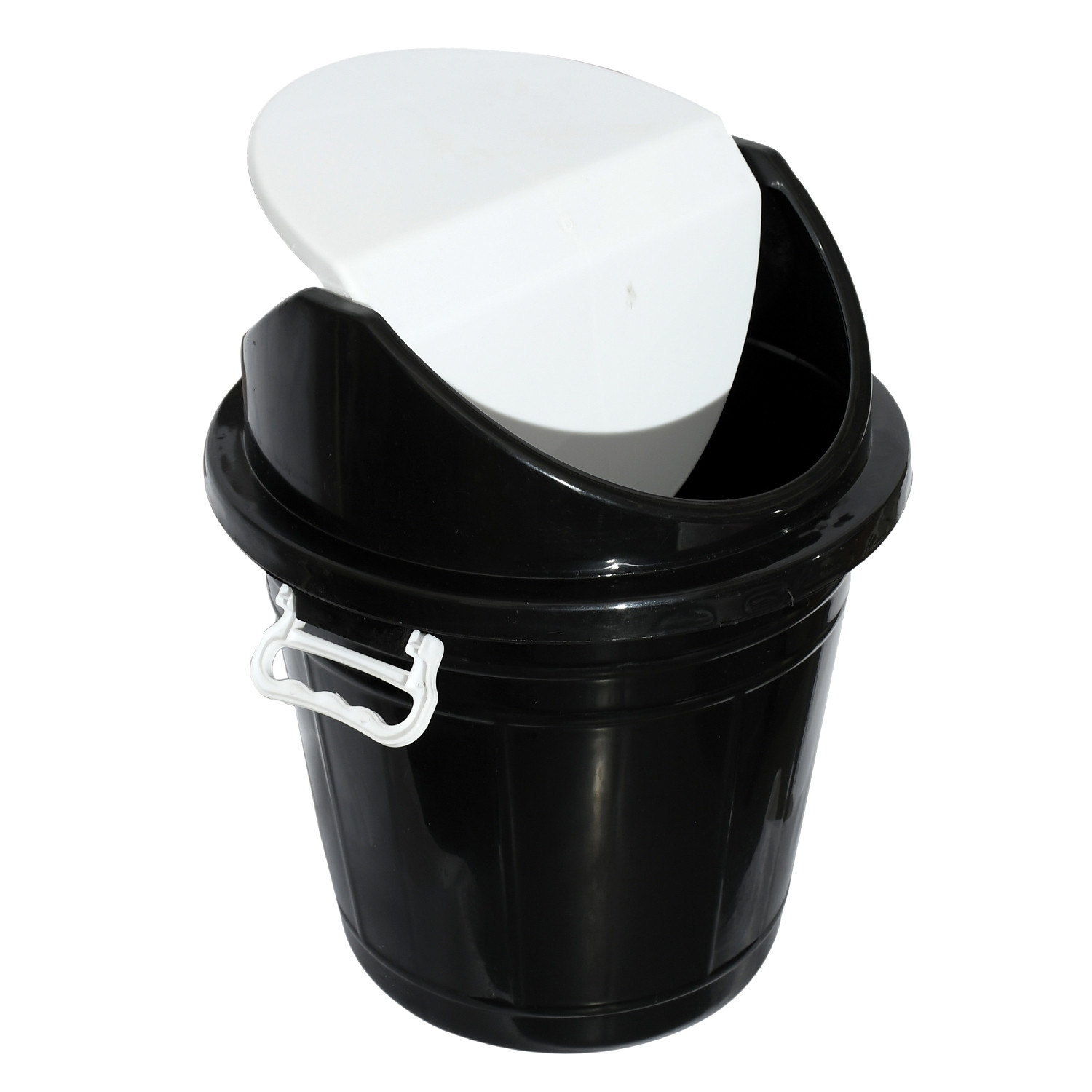 Kuber Industries Plastic Swing Lid Garbage Waste Dustbin for Home, Office, Factory, 30 Liters, Large Size (Black) -CTKTC38703