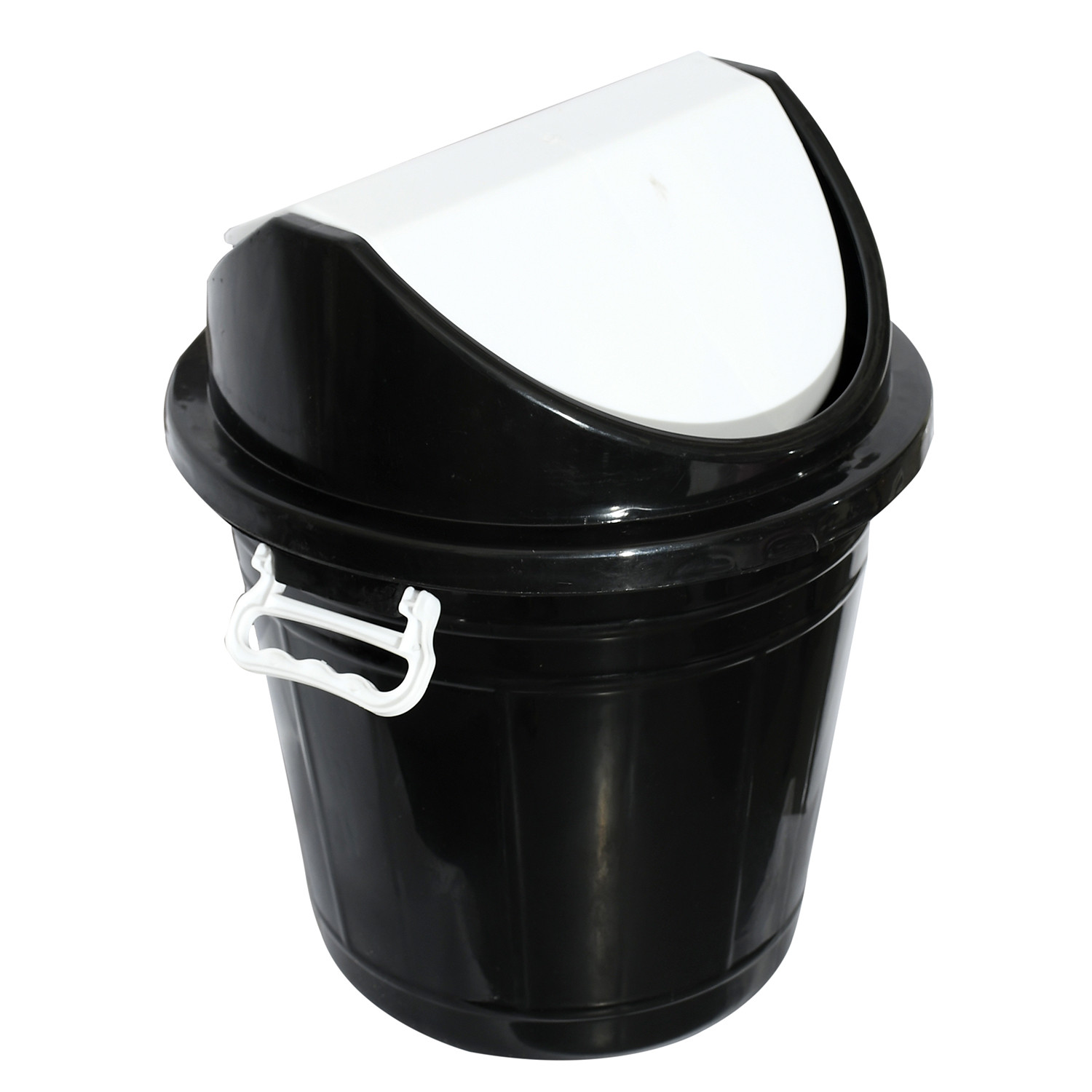 Kuber Industries Plastic Swing Lid Garbage Waste Dustbin for Home, Office, Factory, 30 Liters, Large Size (Black) -CTKTC38703