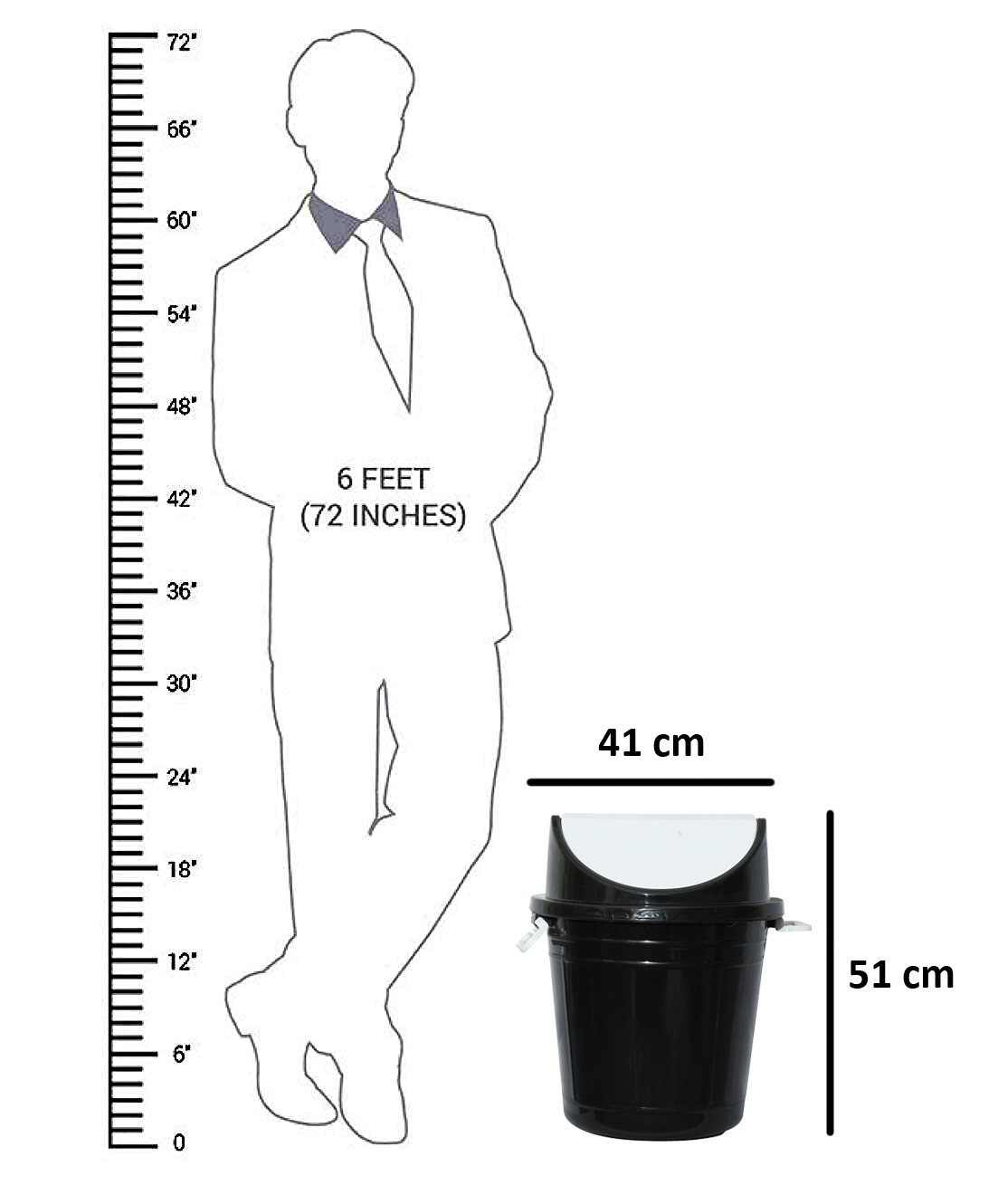 Kuber Industries Plastic Swing Lid Garbage Waste Dustbin for Home, Office, Factory, 30 Liters, Large Size (Black) -CTKTC38703