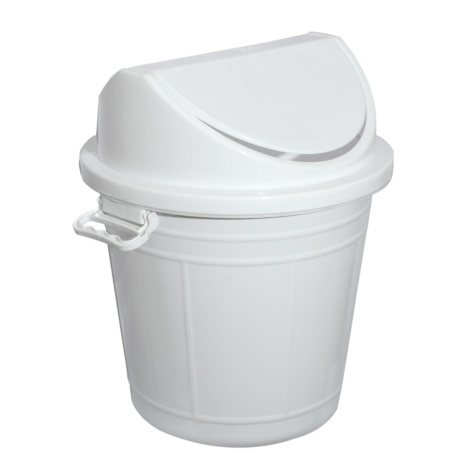 Kuber Industries Plastic Swing Lid Garbage Waste Dustbin for Home, Office, Factory, 30 Liters, Large Size (White) -CTKTC38705