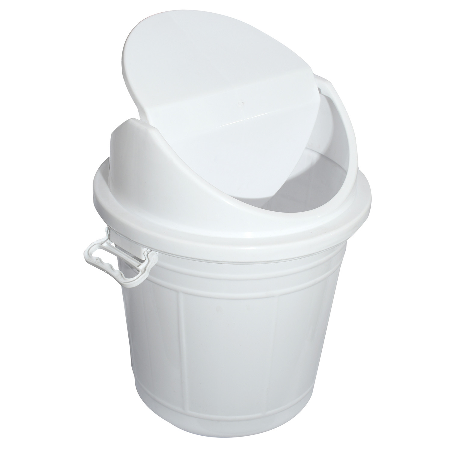 Kuber Industries Plastic Swing Lid Garbage Waste Dustbin for Home, Office, Factory, 30 Liters, Large Size (White) -CTKTC38705