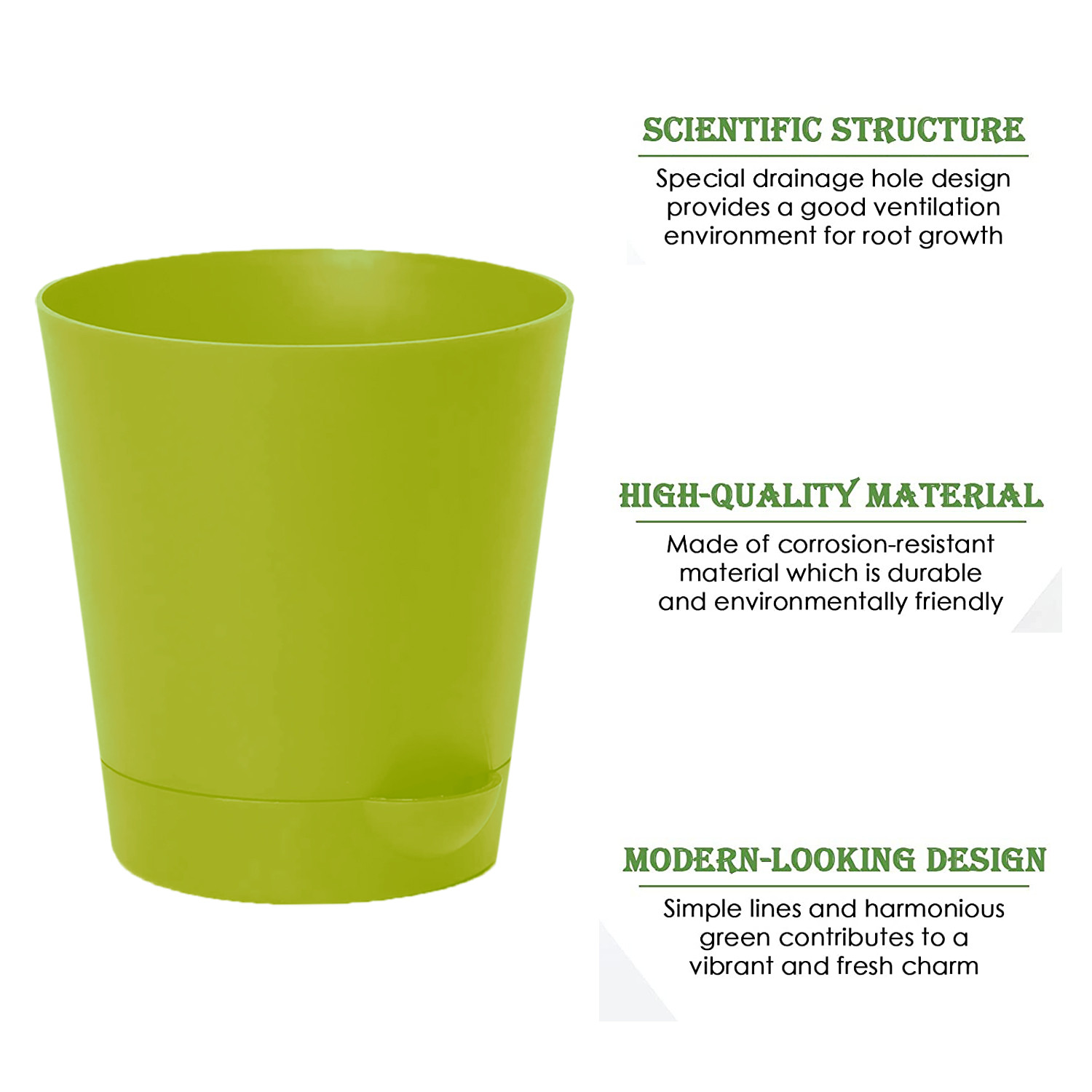 Kuber Industries Plastic Titan Pot|Garden Container For Plants & Flowers|Self-Watering Pot With Drainage Holes,6 Inch (Green)