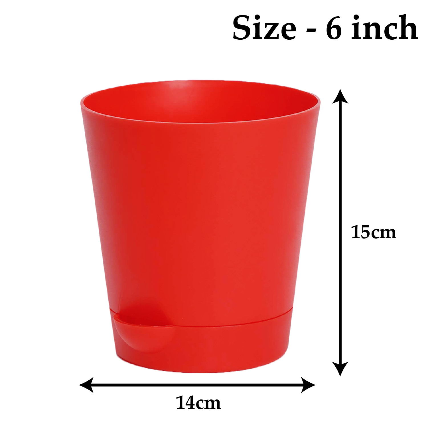 Kuber Industries Plastic Titan Pot|Garden Container For Plants & Flowers|Self-Watering Pot With Drainage Holes,6 Inch (Red)
