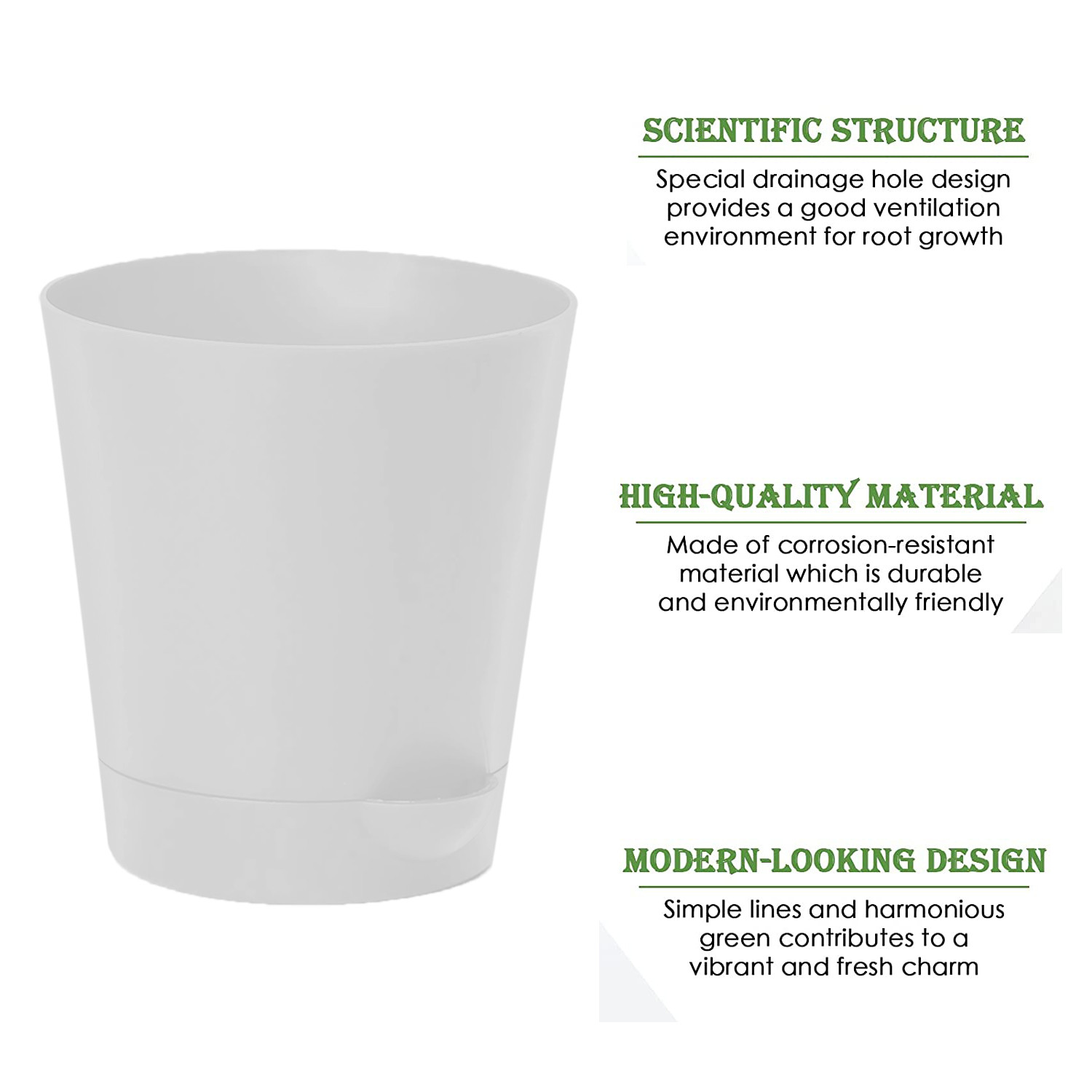 Kuber Industries Plastic Titan Pot|Garden Container For Plants & Flowers|Self-Watering Pot With Drainage Holes,6 Inch (White)