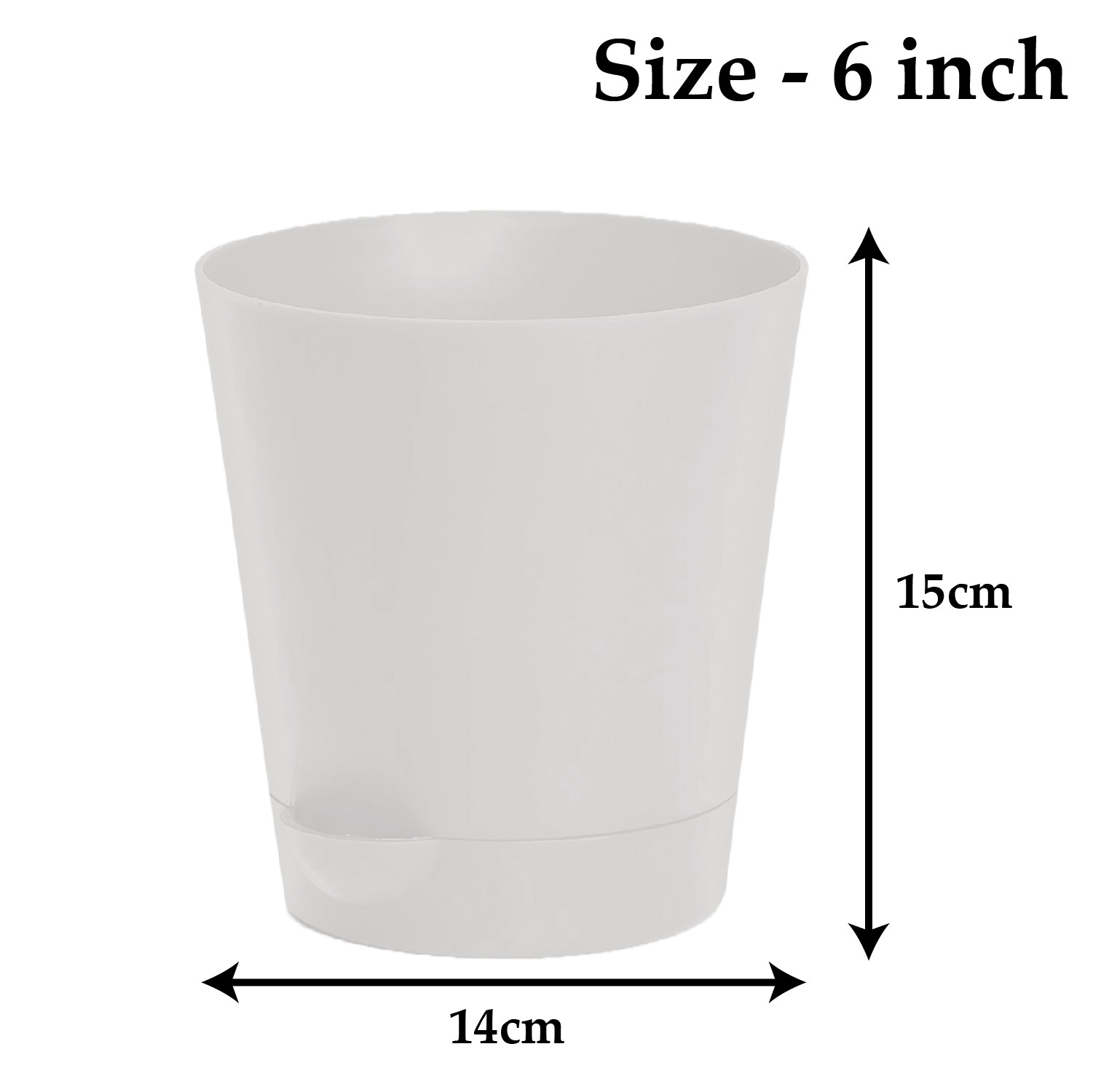 Kuber Industries Plastic Titan Pot|Garden Container For Plants & Flowers|Self-Watering Pot With Drainage Holes,6 Inch (White)