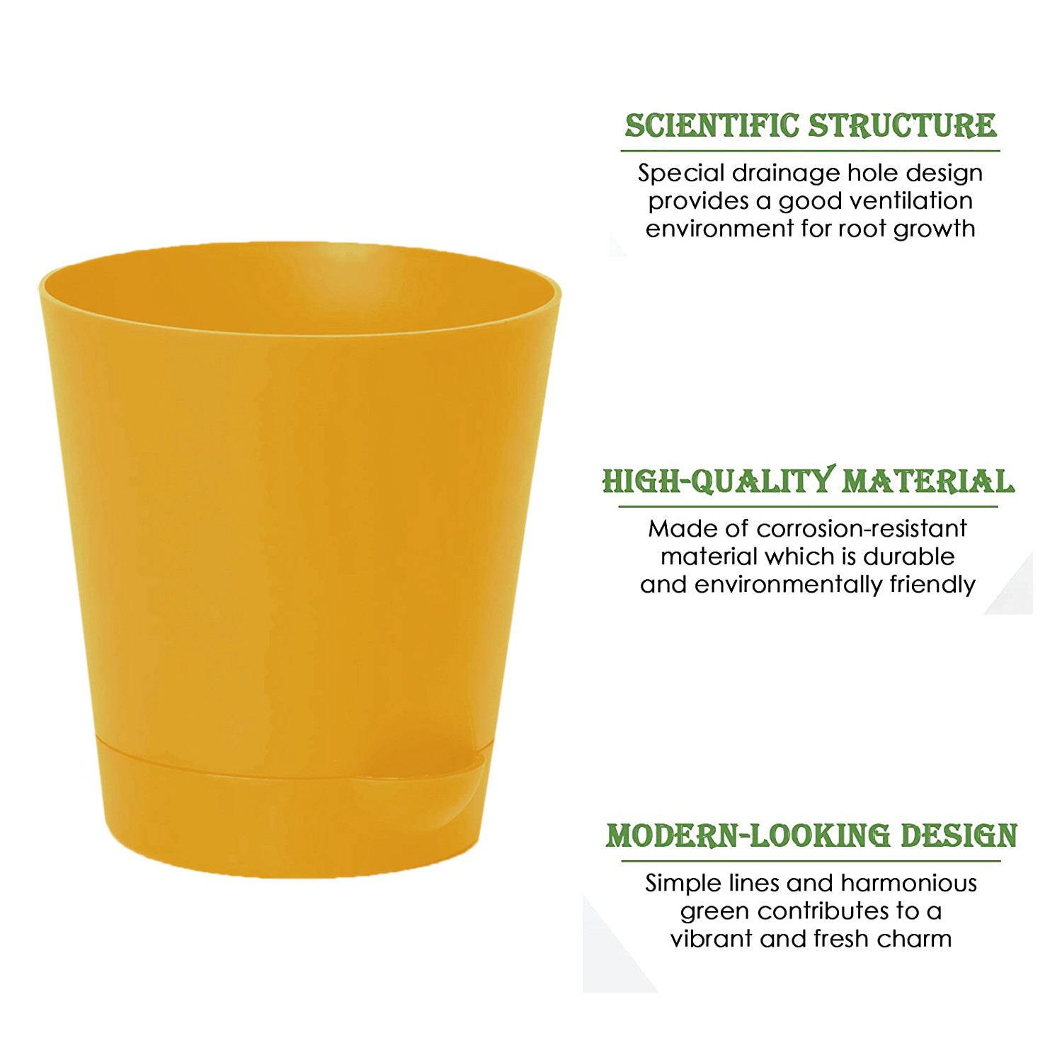 Kuber Industries Plastic Titan Pot|Garden Container For Plants & Flowers|Self-Watering Pot With Drainage Holes,6 Inch (Yellow)