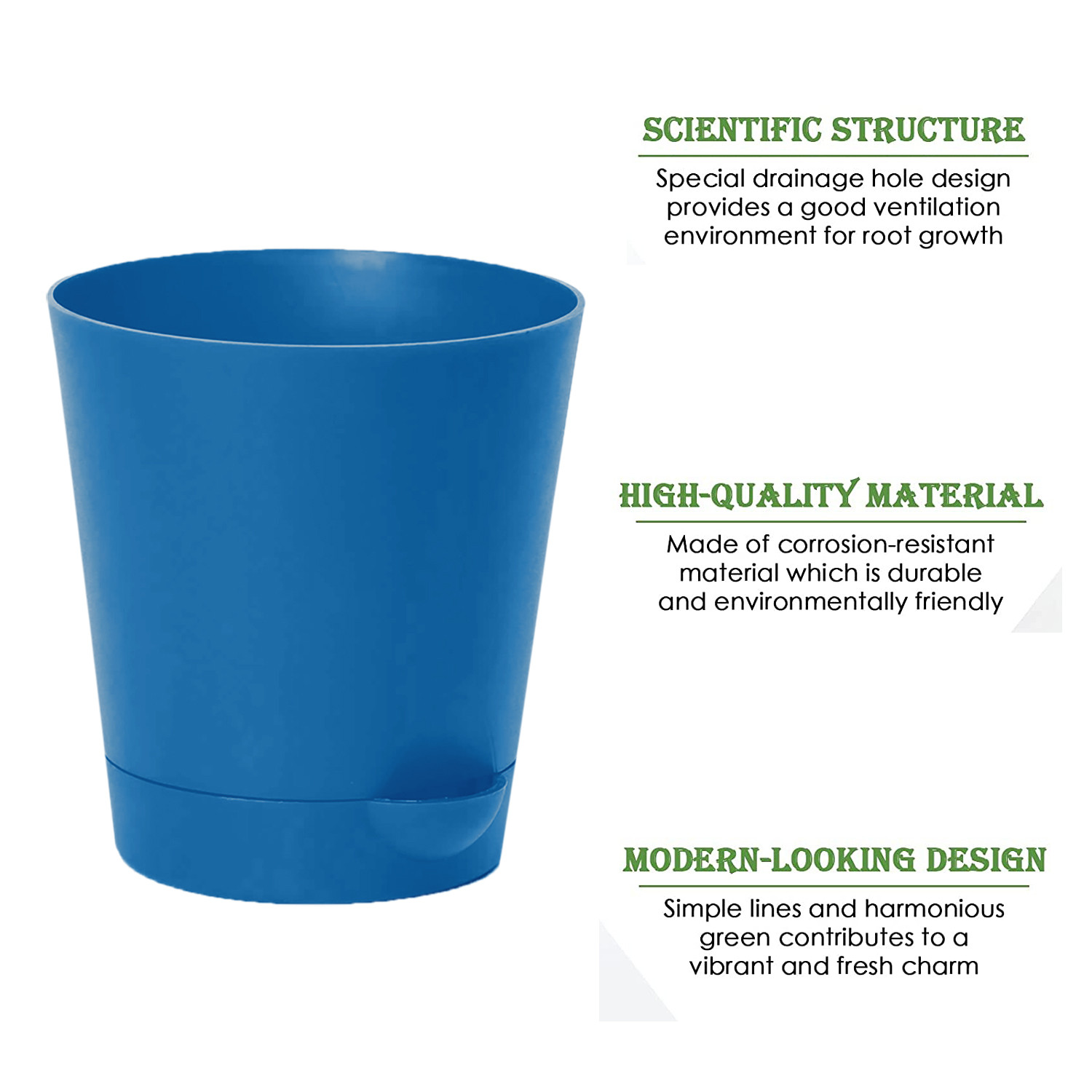 Kuber Industries Plastic Titan Pot|Garden Container For Plants & Flowers|Self-Watering Pot With Drainage Holes,6 Inch (Blue)