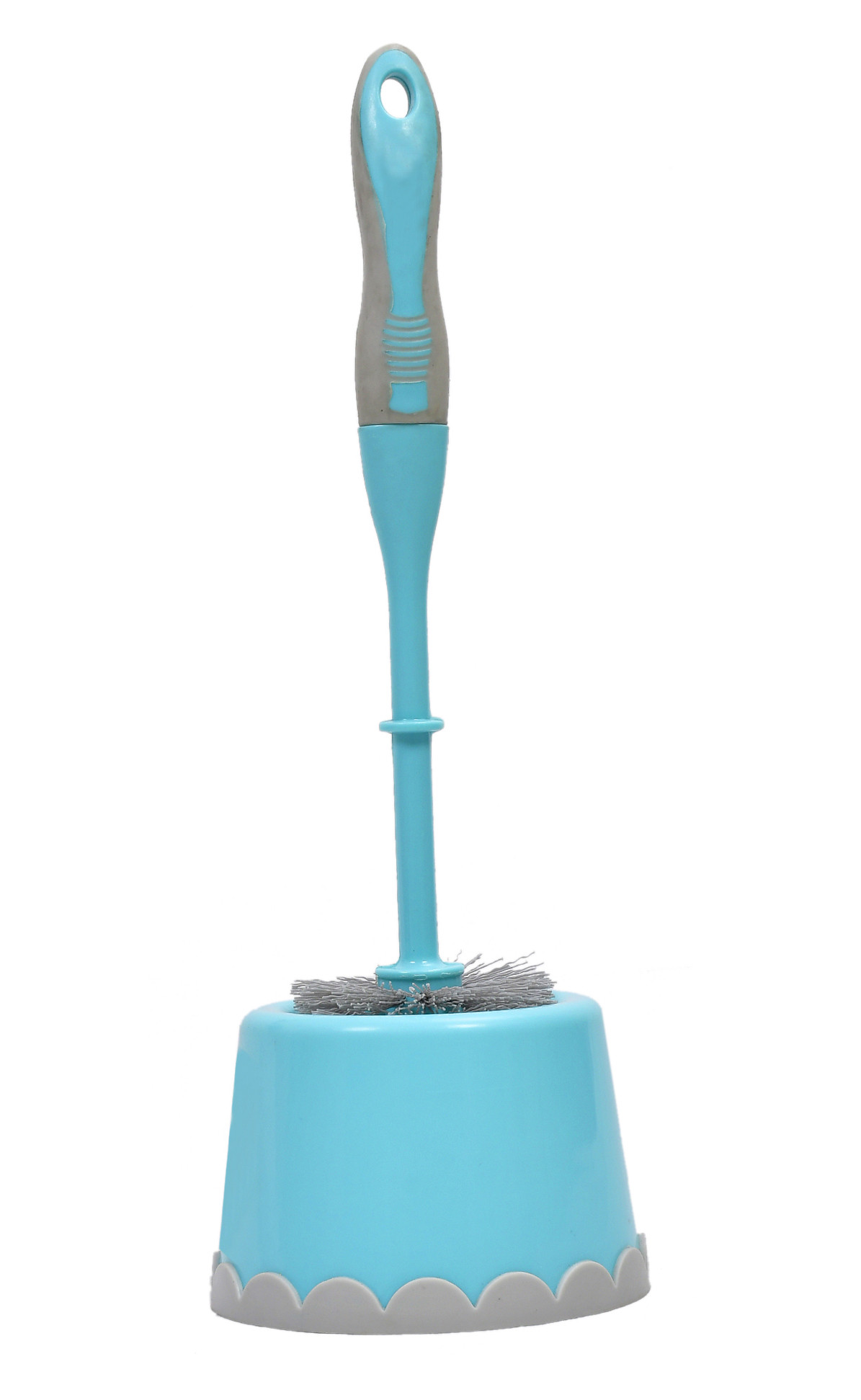 Kuber Industries Plastic Toilet Brush with Caddy Round Stand (Green)-KUBMART3368