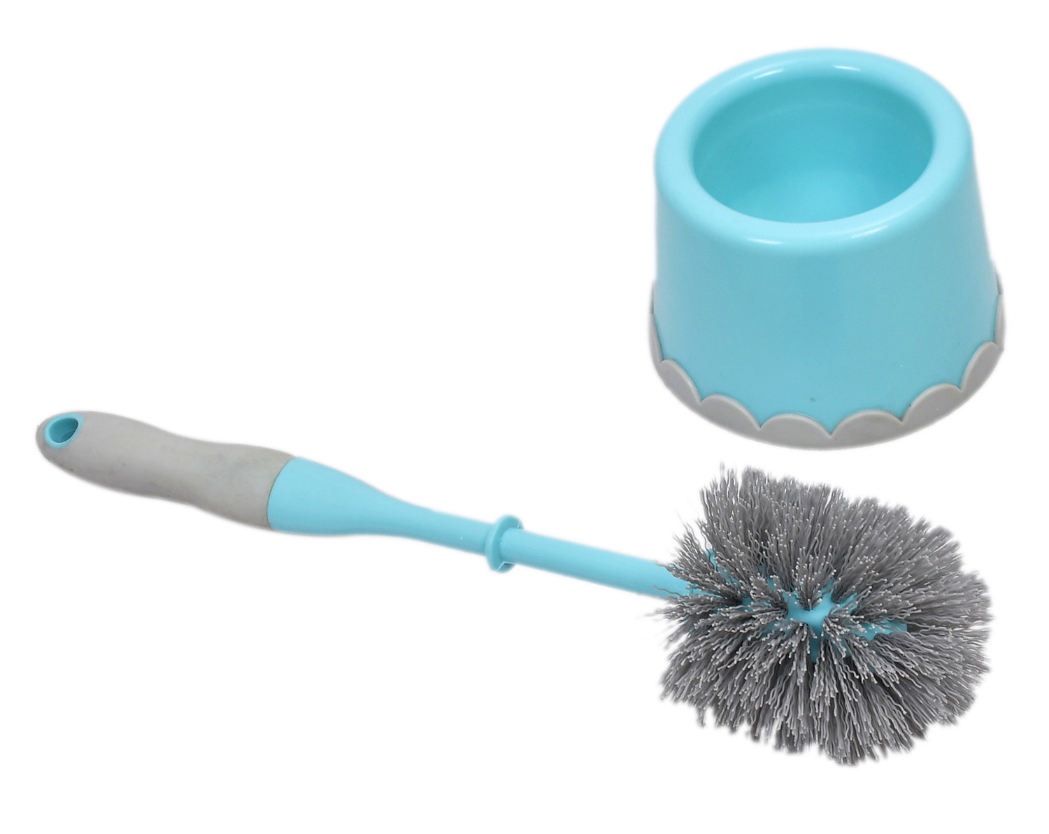 Kuber Industries Plastic Toilet Brush with Caddy Round Stand (Green)-KUBMART3368