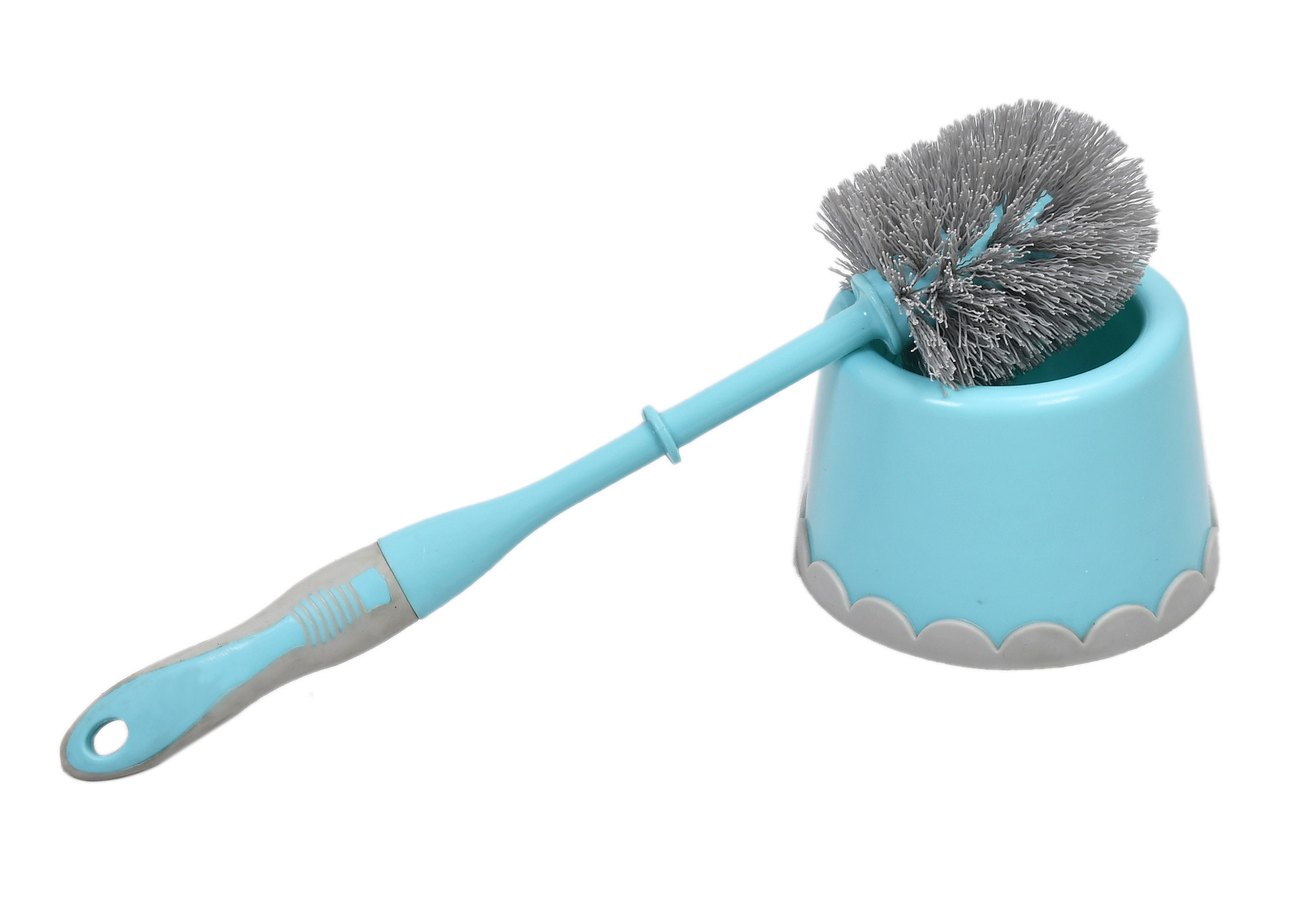 Kuber Industries Plastic Toilet Brush with Caddy Round Stand (Green)-KUBMART3368