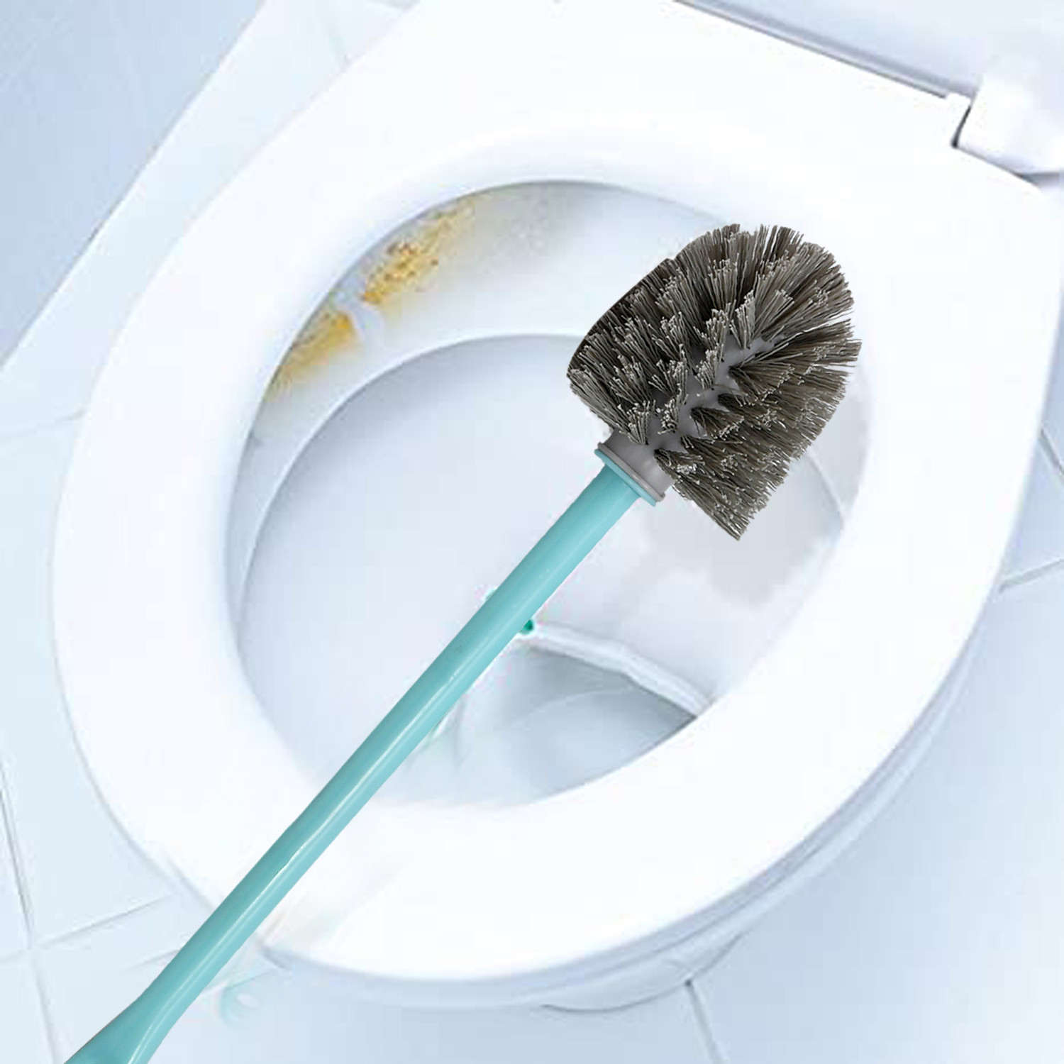 Kuber Industries Plastic Toilet Brush with Caddy Slim Stand (Green)-KUBMART3370
