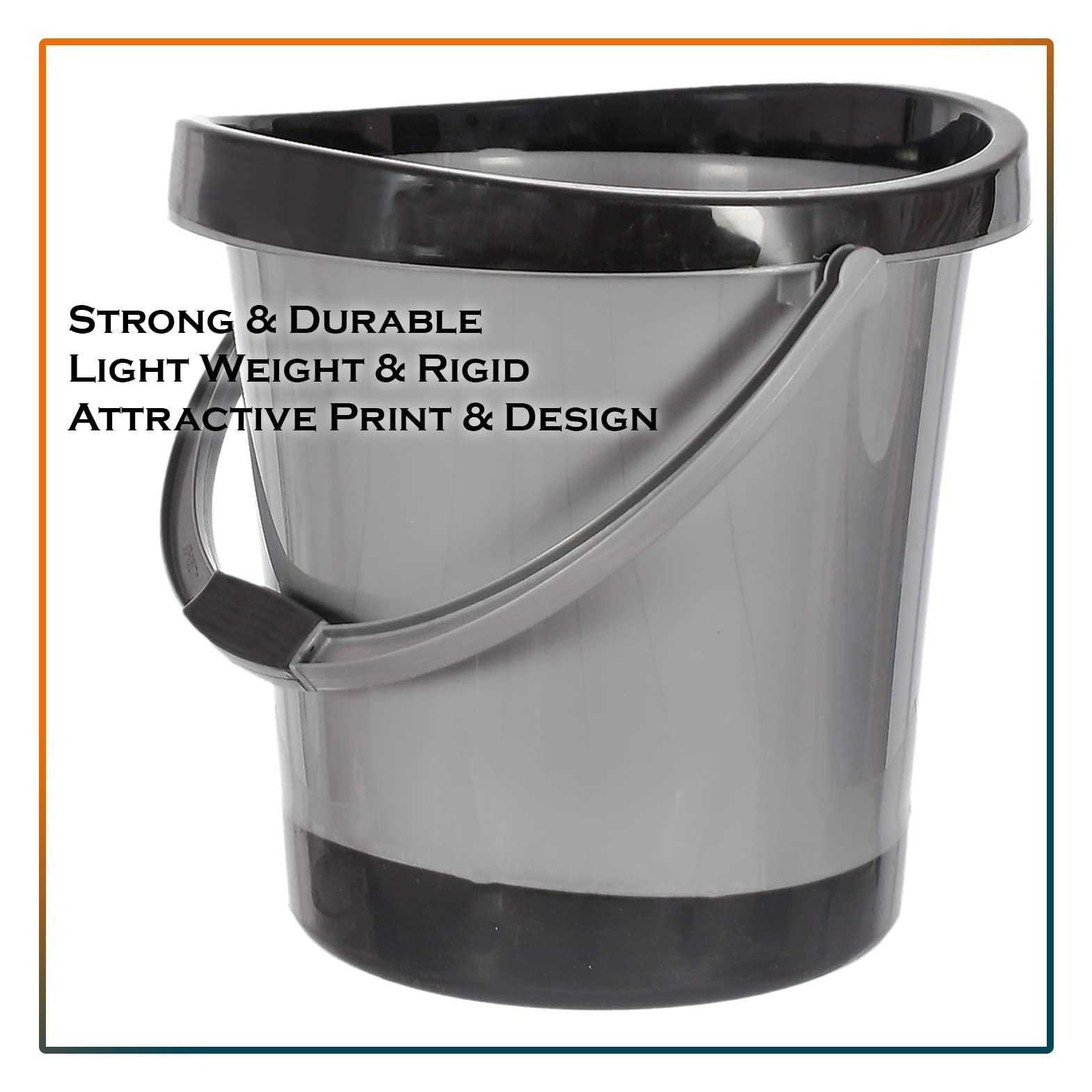 Kuber Industries Plastic Unbreakable Strong Bathroom Ultra Bucket With Handle18 LtrGray