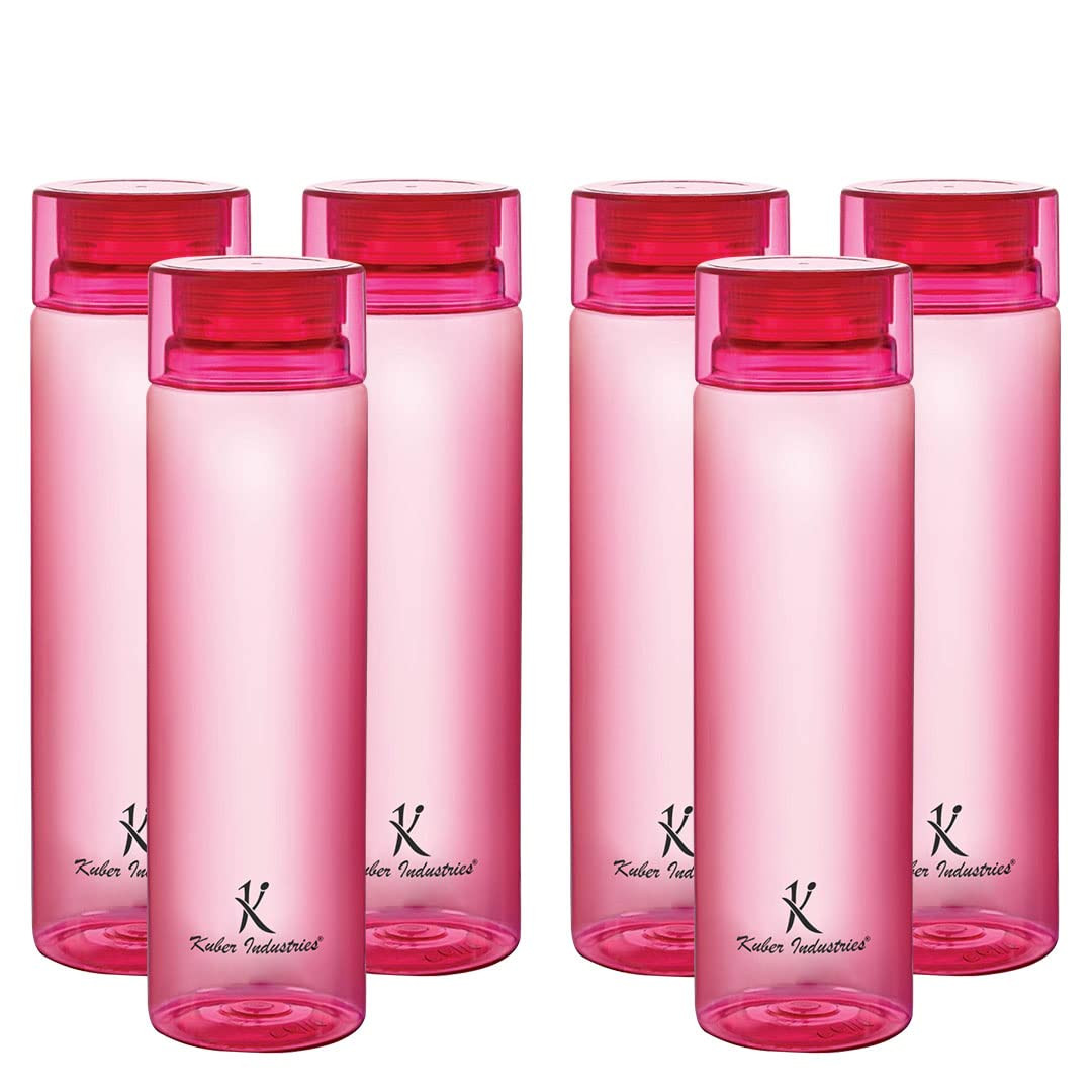 Kuber Industries Plastic Water Bottles -1 Litre Water Bottle | Break Proof, Multipurpose, BPA Free, Ideal for Fridge/Refrigerator | Red, Set of 6