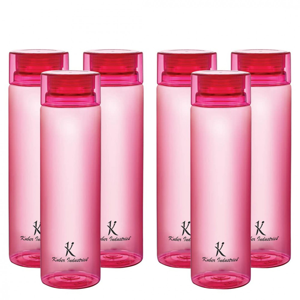 Kuber Industries Plastic Water Bottles -1 Litre Water Bottle | Break Proof, Multipurpose, BPA Free, Ideal for Fridge/Refrigerator | Red, Set of 6