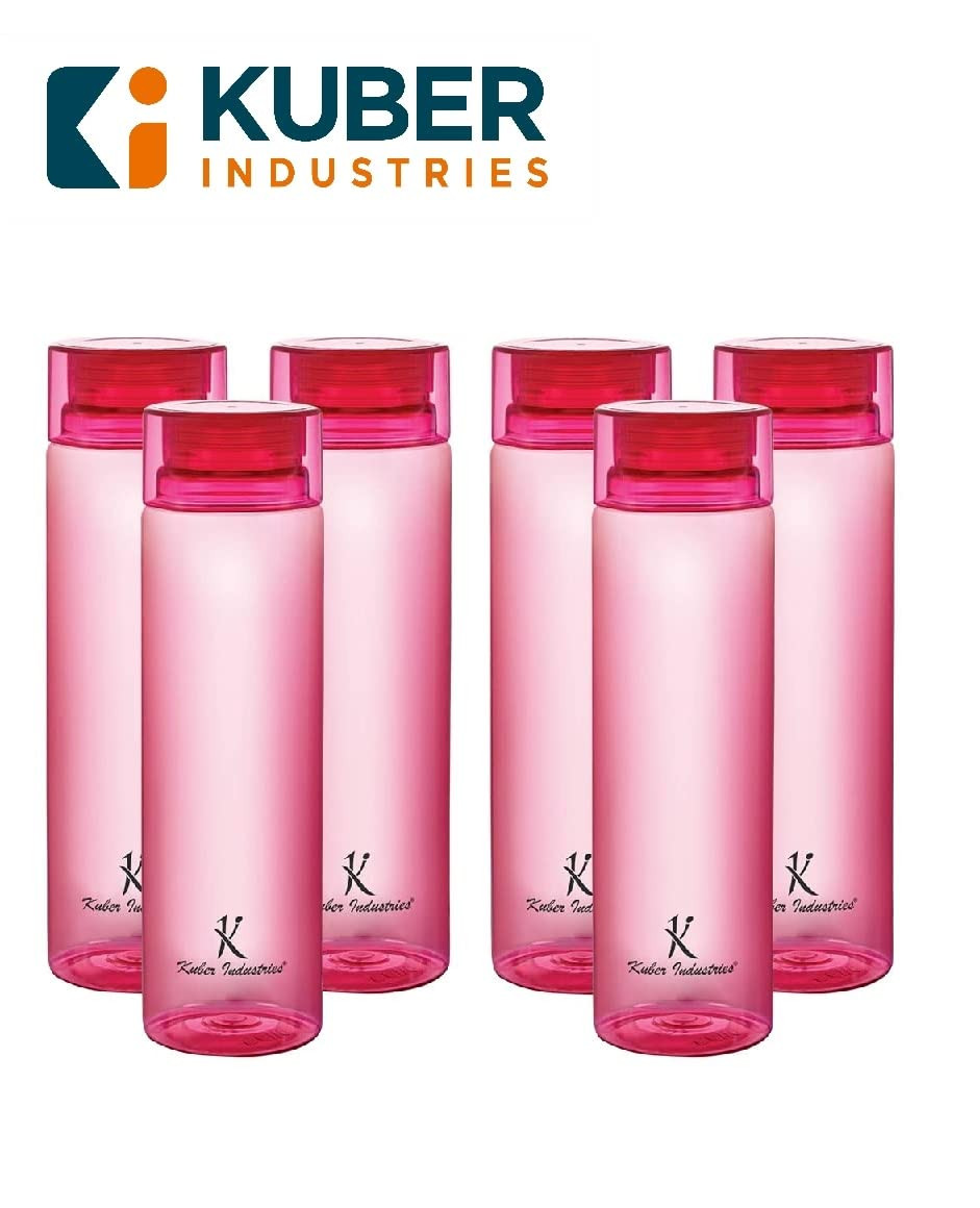 Kuber Industries Plastic Water Bottles -1 Litre Water Bottle | Break Proof, Multipurpose, BPA Free, Ideal for Fridge/Refrigerator | Red, Set of 6
