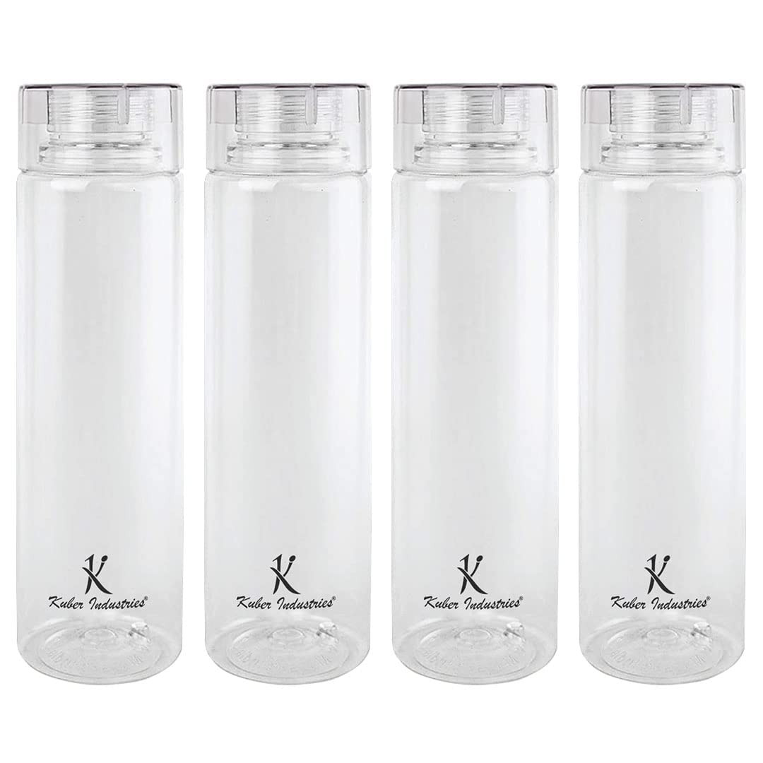 Kuber Industries Plastic Water Bottles -1 Litre Water Bottle | Break Proof, Multipurpose, BPA Free, Ideal for Fridge/Refrigerator | Transpirant, Set of 4