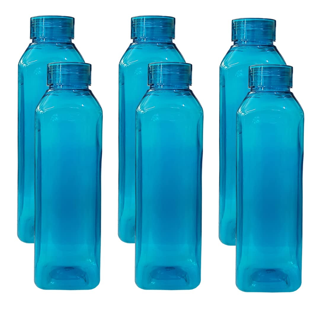 Kuber Industries Plastic Water Bottles -1 Litre Water Bottle | Break Proof, Multipurpose, BPA Free, Ideal for Fridge/Refrigerator | Sea Green or Red: Set of 6