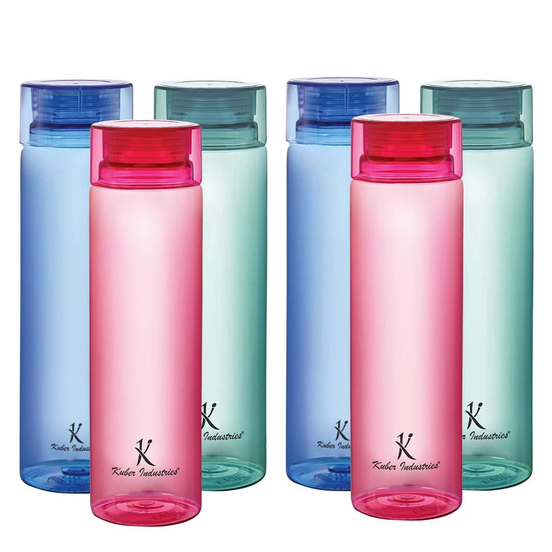 Kuber Industries Plastic Water Bottles -1 Litre Water Bottle | Break Proof, Multipurpose, BPA Free, Ideal for Fridge/Refrigerator | Multicolor, Set of 6