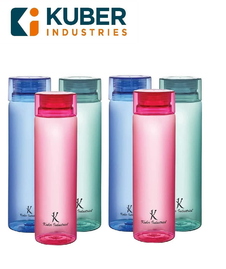 Kuber Industries Plastic Water Bottles -1 Litre Water Bottle | Break Proof, Multipurpose, BPA Free, Ideal for Fridge/Refrigerator | Multicolor, Set of 6