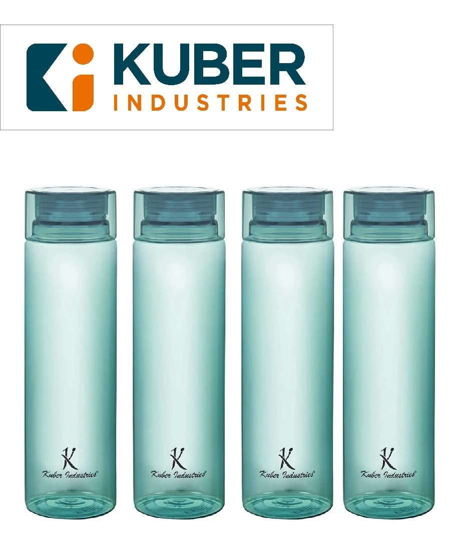 Kuber Industries Plastic Water Bottles -1 Litre Water Bottle | Break Proof, Multipurpose, BPA Free, Ideal for Fridge/Refrigerator | Sea Green, Set of 4