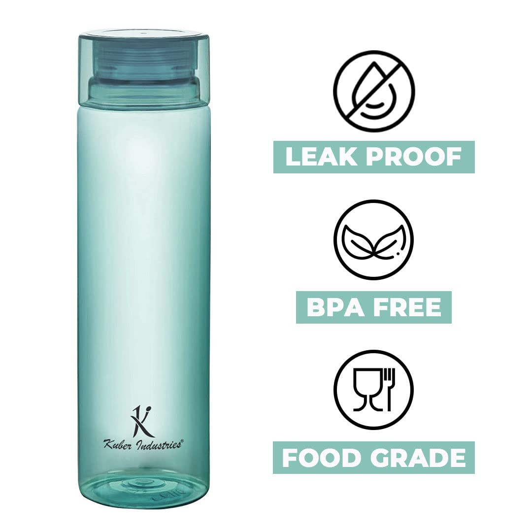 Kuber Industries Plastic Water Bottles -1 Litre Water Bottle | Break Proof, Multipurpose, BPA Free, Ideal for Fridge/Refrigerator | Sea Green, Set of 4