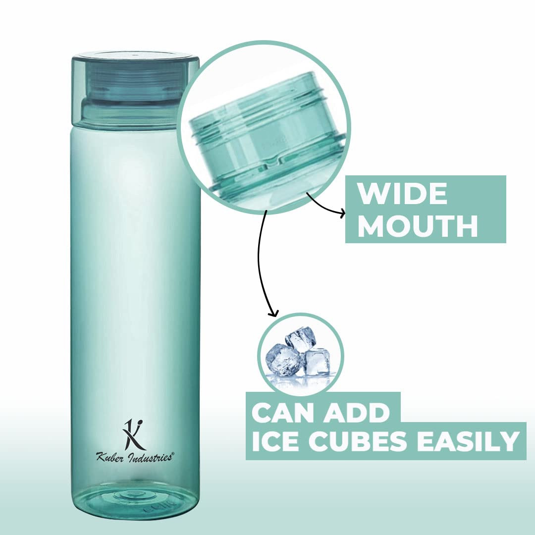 Kuber Industries Plastic Water Bottles -1 Litre Water Bottle | Break Proof, Multipurpose, BPA Free, Ideal for Fridge/Refrigerator | Sea Green, Set of 4