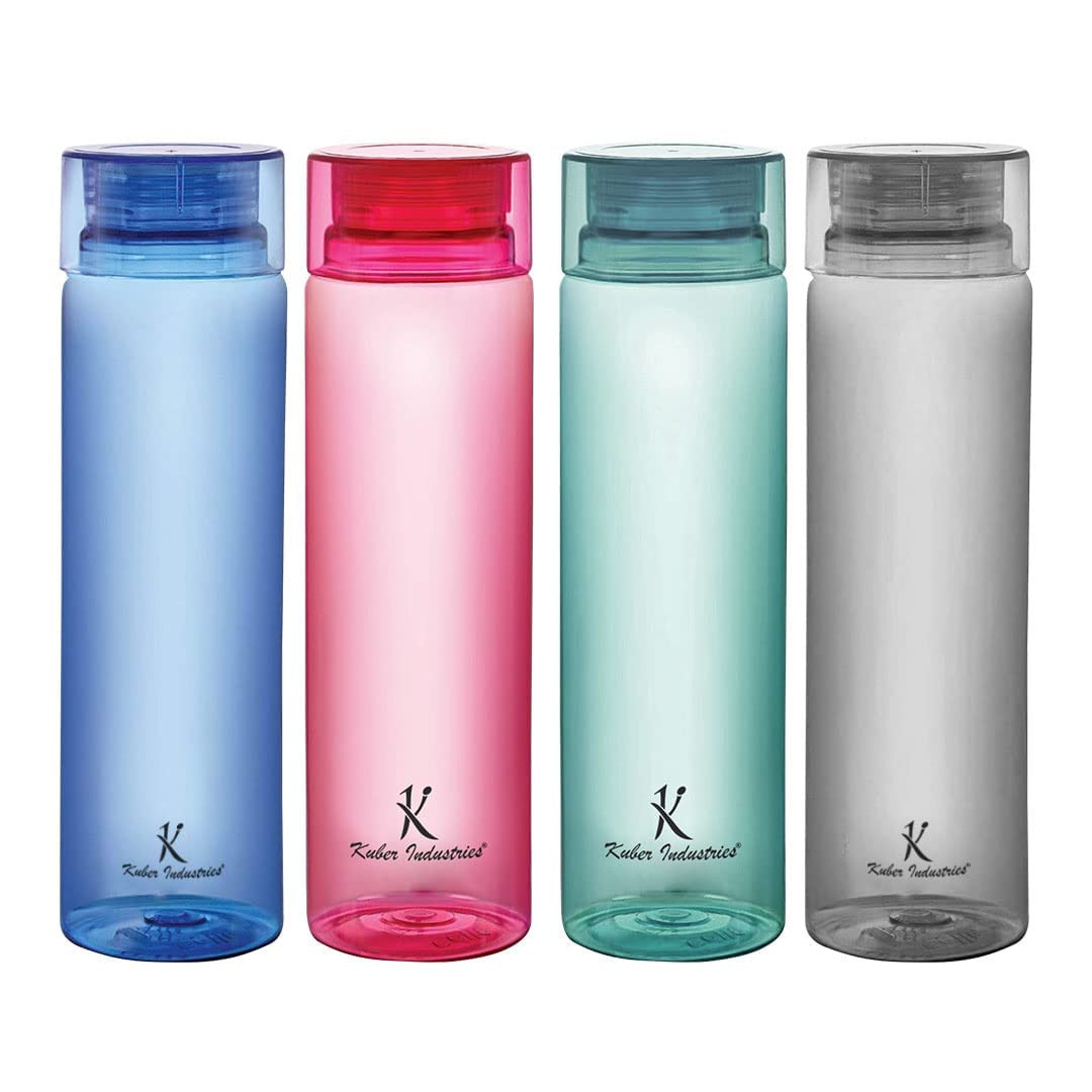 Kuber Industries Plastic Water Bottles -1 Litre Water Bottle (Set of 4), Multicolor | Break Proof, Multipurpose, BPA Free, Ideal for Fridge/Refrigerator.