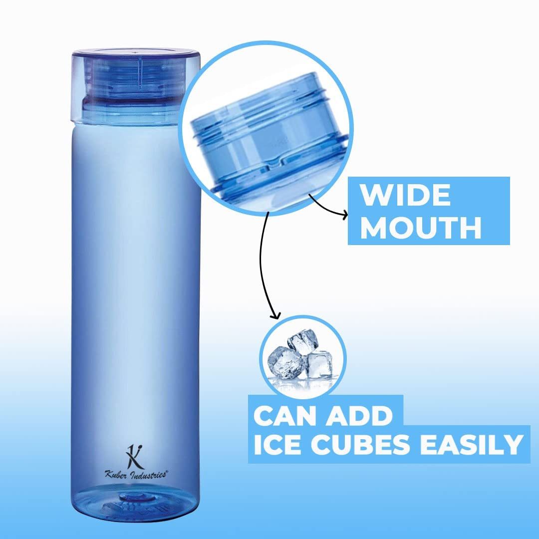 Kuber Industries Plastic Water Bottles -1 Litre Water Bottle (Set of 6), Blue | Break Proof, Multipurpose, BPA Free, Ideal for Fridge/Refrigerator.