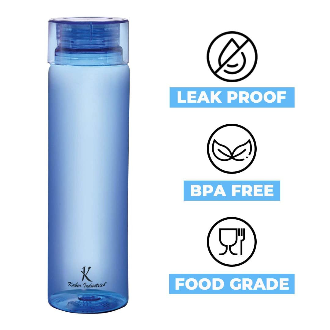 Kuber Industries Plastic Water Bottles -1 Litre Water Bottle (Set of 6), Blue | Break Proof, Multipurpose, BPA Free, Ideal for Fridge/Refrigerator.
