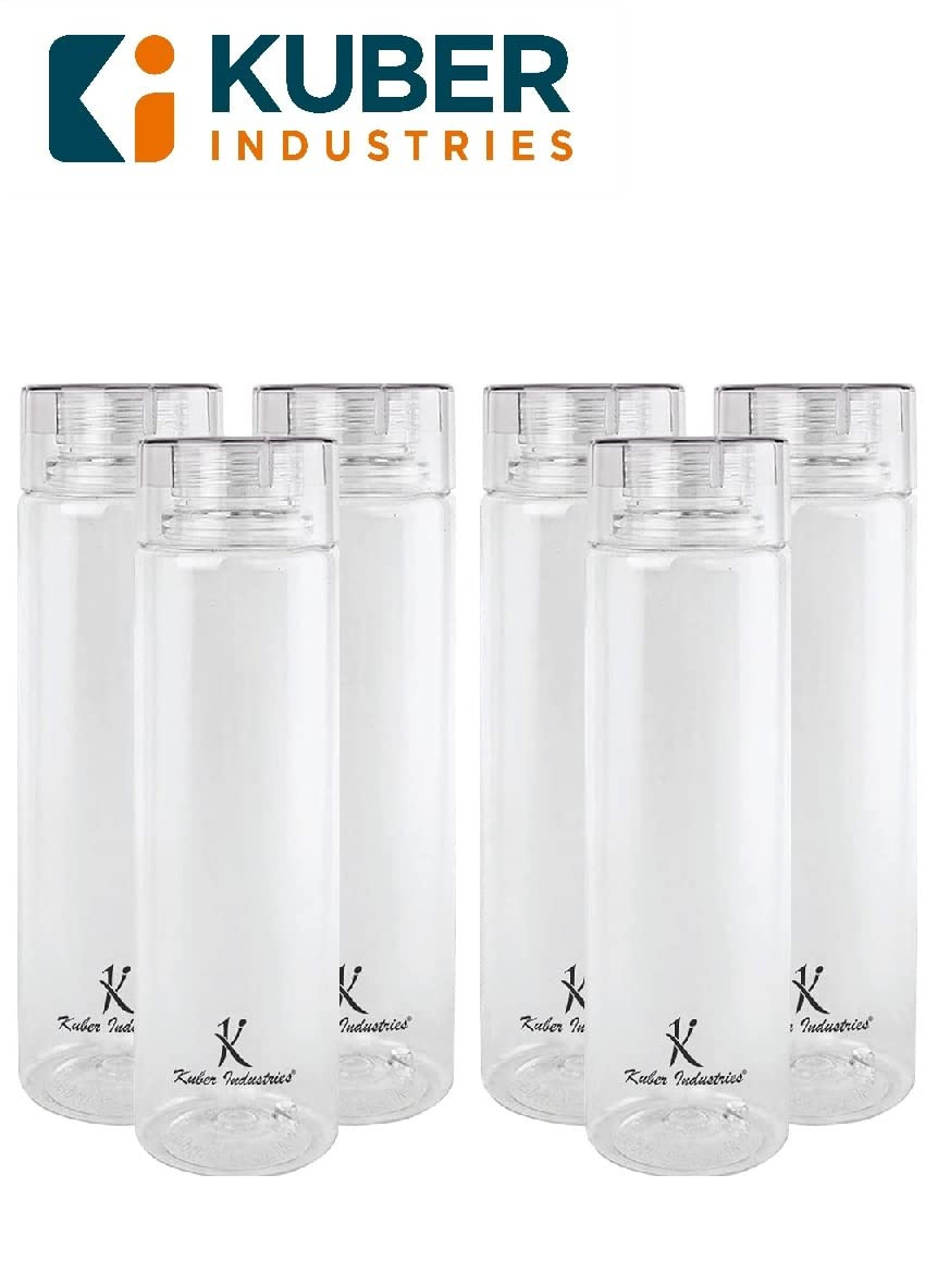 Kuber Industries Plastic Water Bottles -1 Litre Water Bottle (Set of 6), Pearl White or Multi-Color | Break Proof, Multipurpose, BPA Free, Ideal for Fridge/Refrigerator.