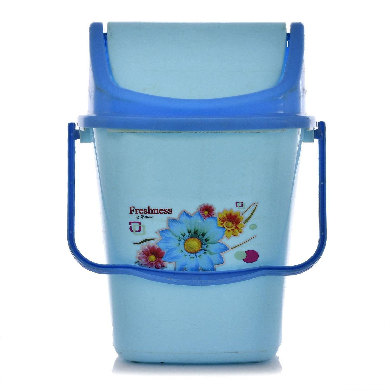 Kuber Industries Pluto Plastic Swing Printed Garbage Waste Dustbin for Home, Office with Handle, 5 Liters (Blue)-KUBMART3088
