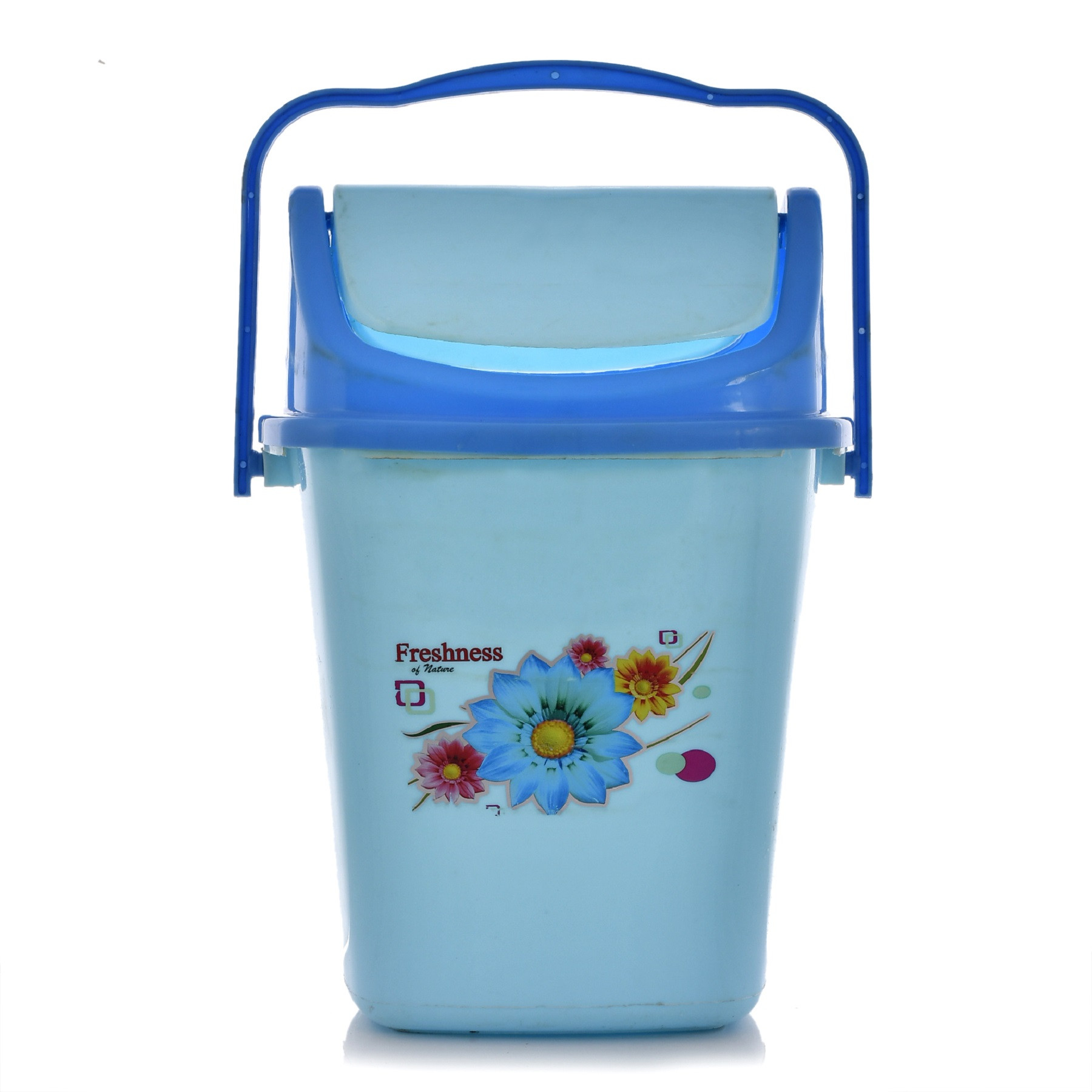 Kuber Industries Pluto Plastic Swing Printed Garbage Waste Dustbin for Home, Office with Handle, 5 Liters (Blue)-KUBMART3088